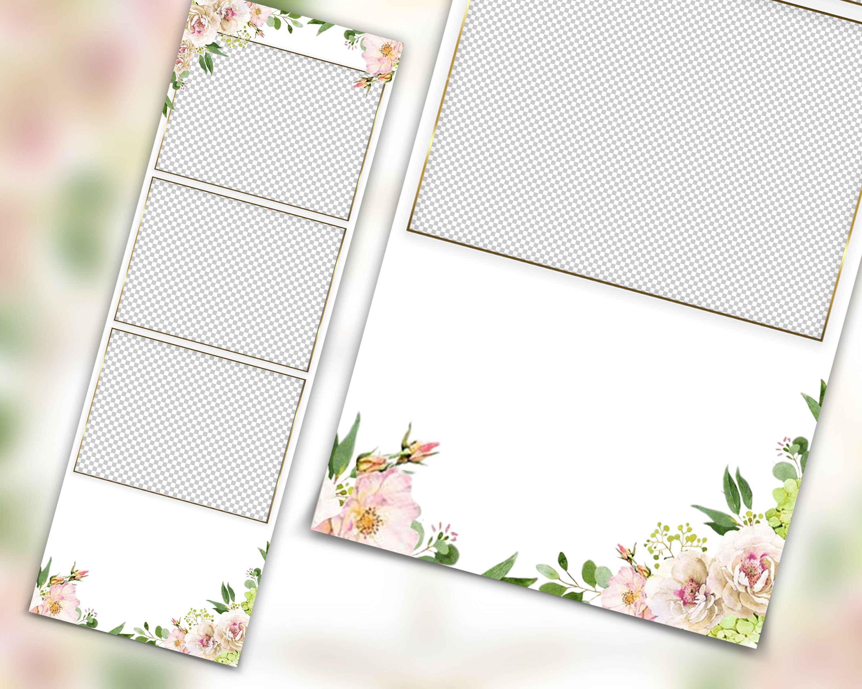 Wedding Photobooth Template, Floral Photobooth Template, 2x6 Wedding Photo booth Template, Sweet Sixteen, Sweet 16, Bridal Shower, 2x6