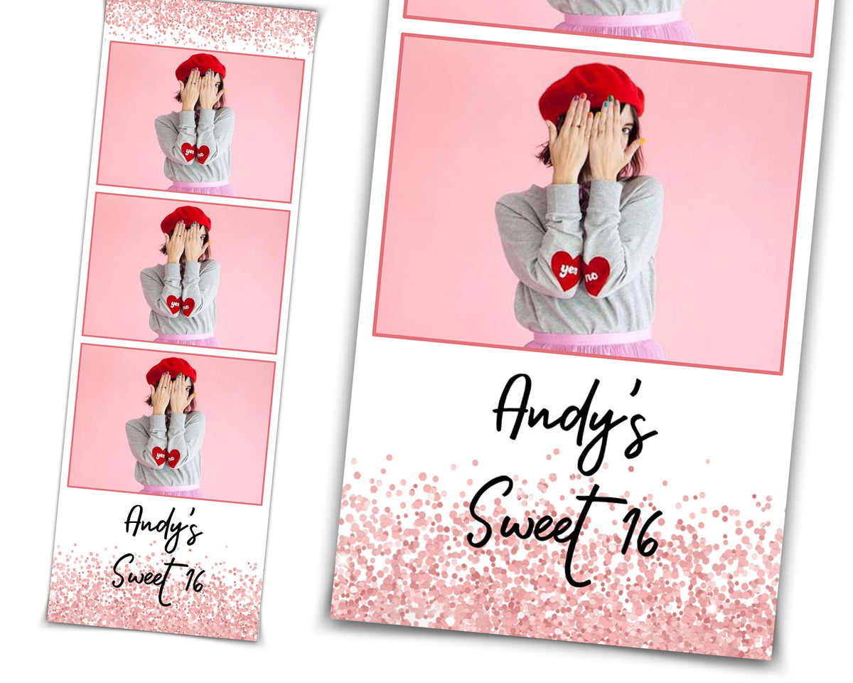Rose Pink Sweet 16 Wedding Anniversary 2x6 photobooth template darkroom booth photo booth Valentine Dunce party