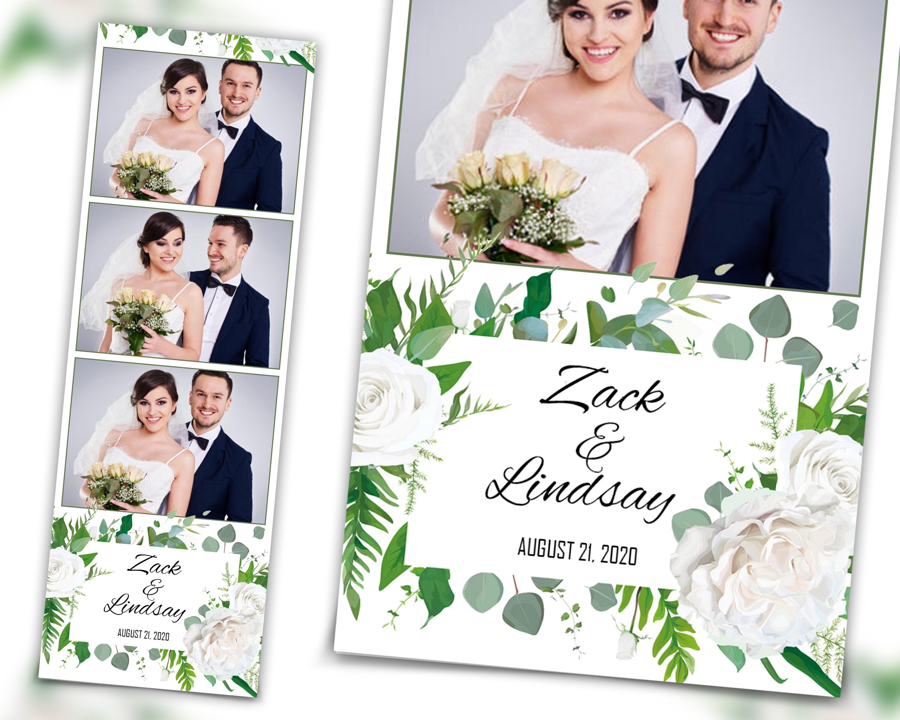 Wedding Bridal Shower Sweet 16 Floral Anniversary Photo Booth Template 2x6 Photobooth Template with xbdr psd png jpg and mockup