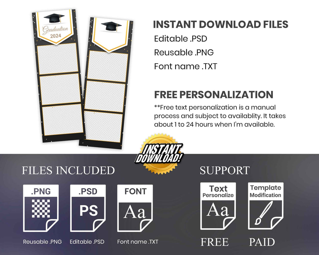 Graduation Prom Photobooth Template, Grad Party Photo Booth Class of 2024