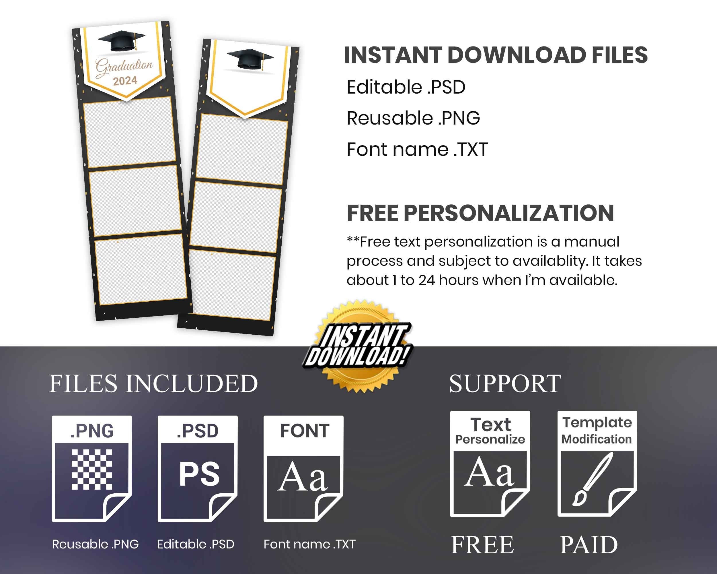 Graduation Prom Photobooth Template, Grad Party Photo Booth Class of 2024