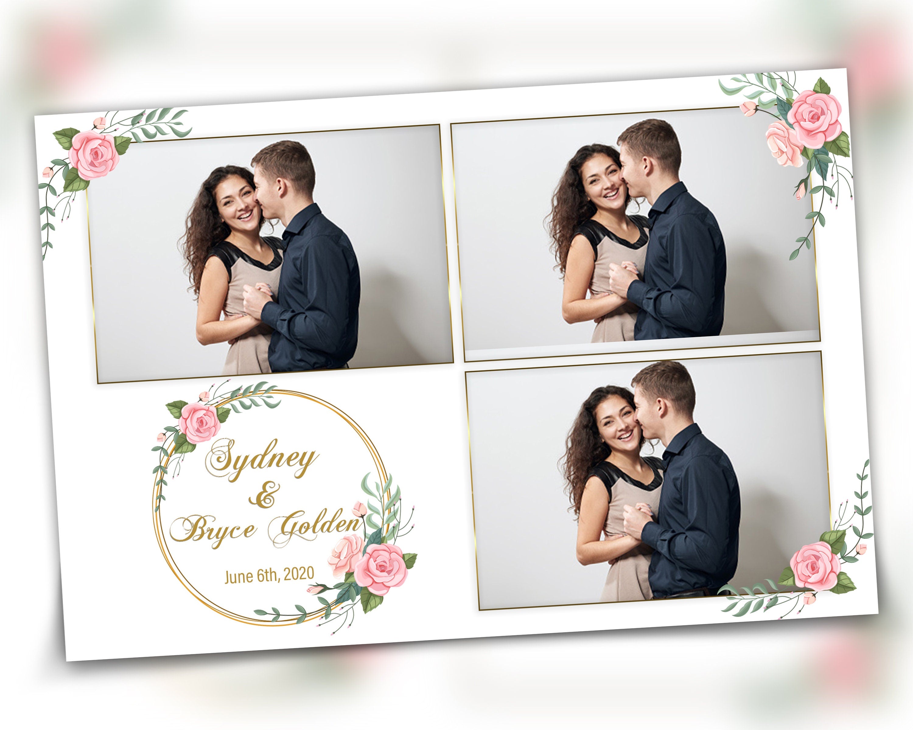 Wedding Photobooth Template, Floral Photobooth Template, 4x6 Wedding Photo booth Template, Sweet Sixteen, Sweet 16, Bridal Shower, 4x6