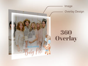 360 Baby Shower Photo booth overlay Teddy Bear Babyshower it's a boy sky blue brown tan balloons 1st birthday square boomerang Template BS1