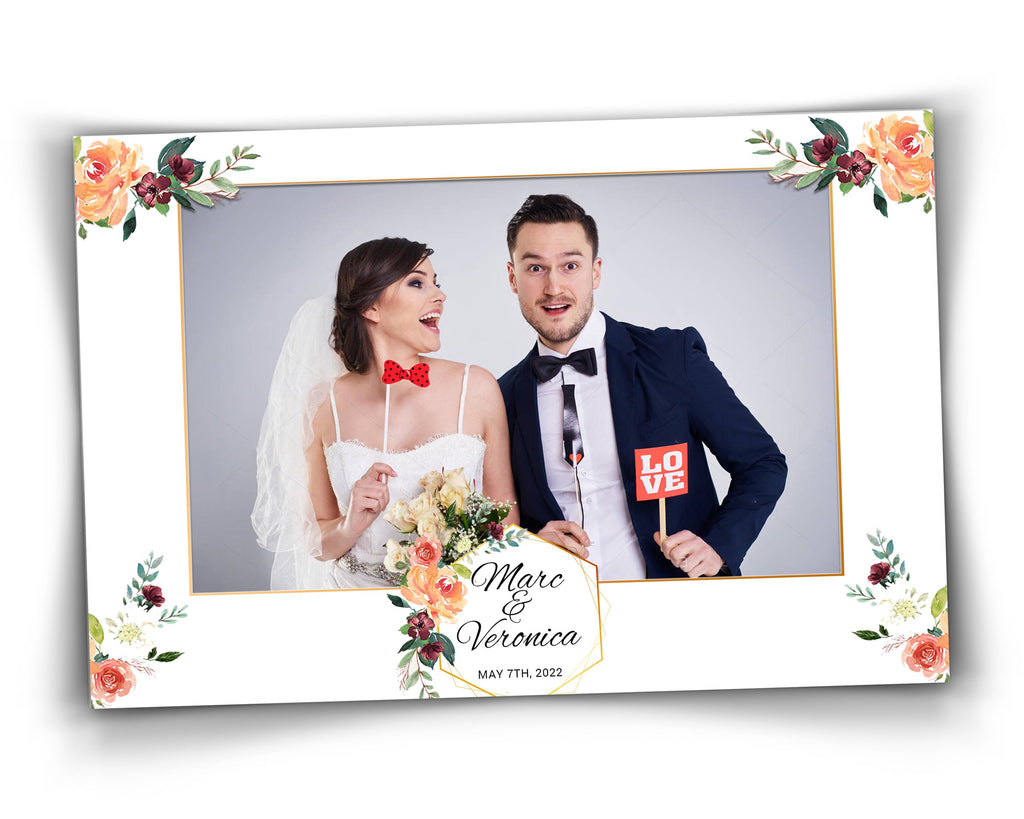 Photo Booth Template for Wedding  Bridal Shower Sweet 16 Floral Anniversary  2x6 Photobooth Template with XBDR Booth File and Font