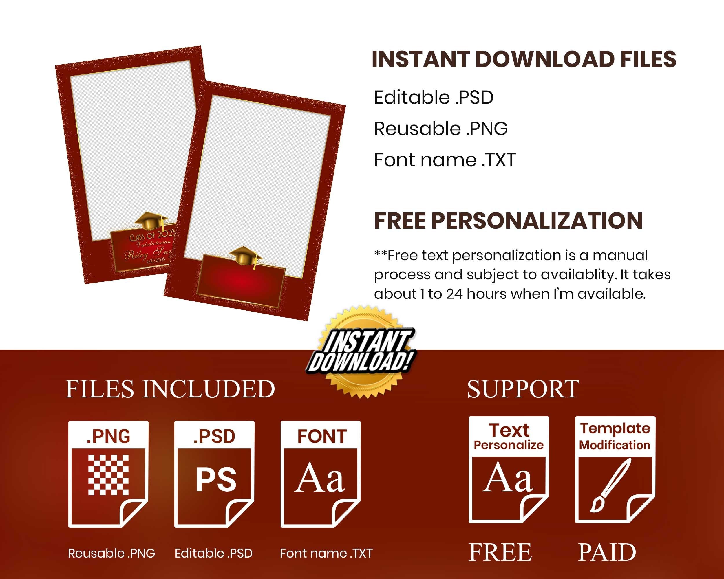 Graduation Photo Booth Template Prom Photobooth Class of 2023 Red Gold Grad Photobooth Class of