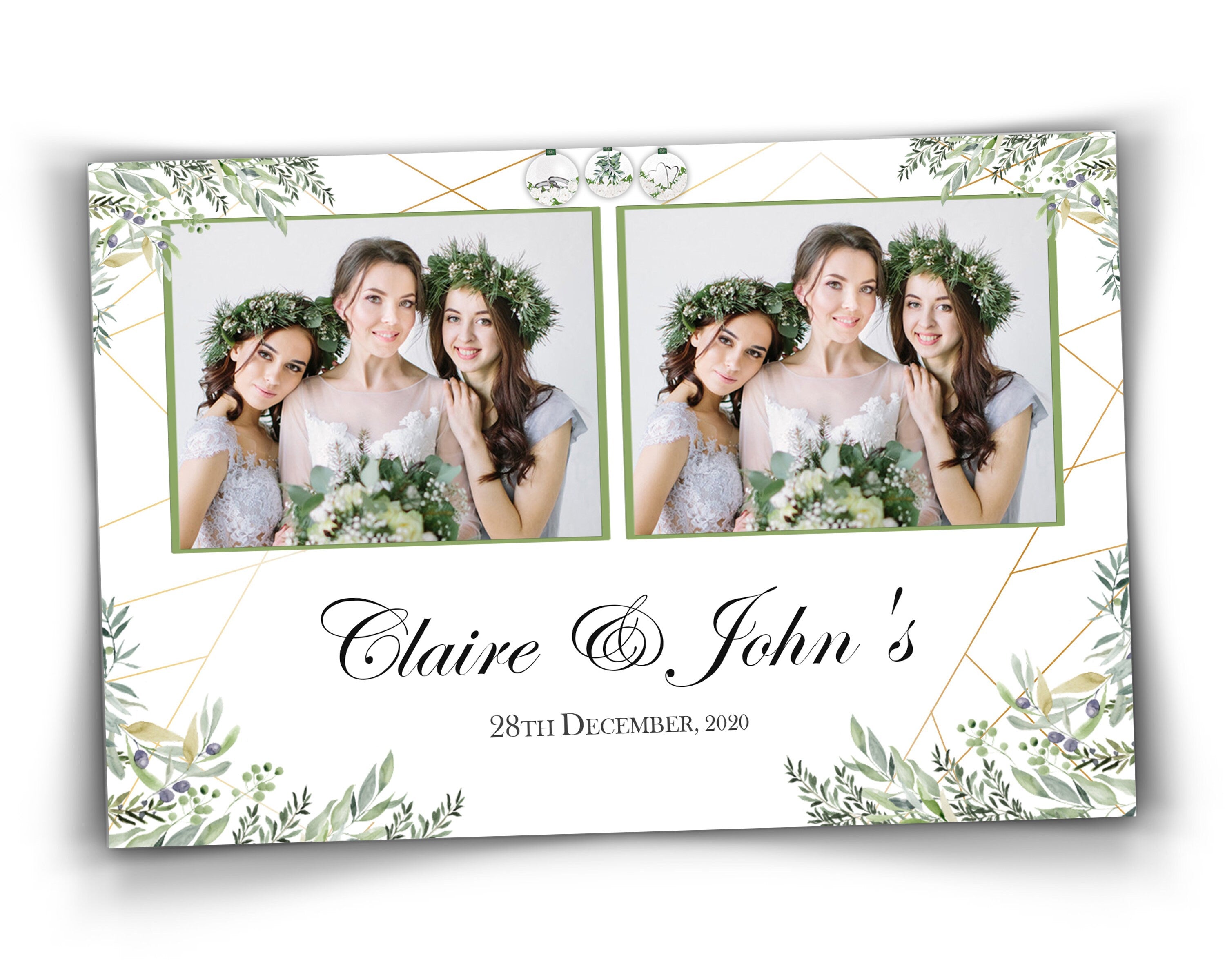 Wedding Bridal Shower Sweet 16 Floral Anniversary Photo Booth Template 4x6 Photobooth Template