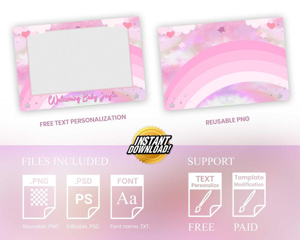 Photo Booth Template Baby Shower Birthday Welcomimg Bearly Wait Photobooth Template