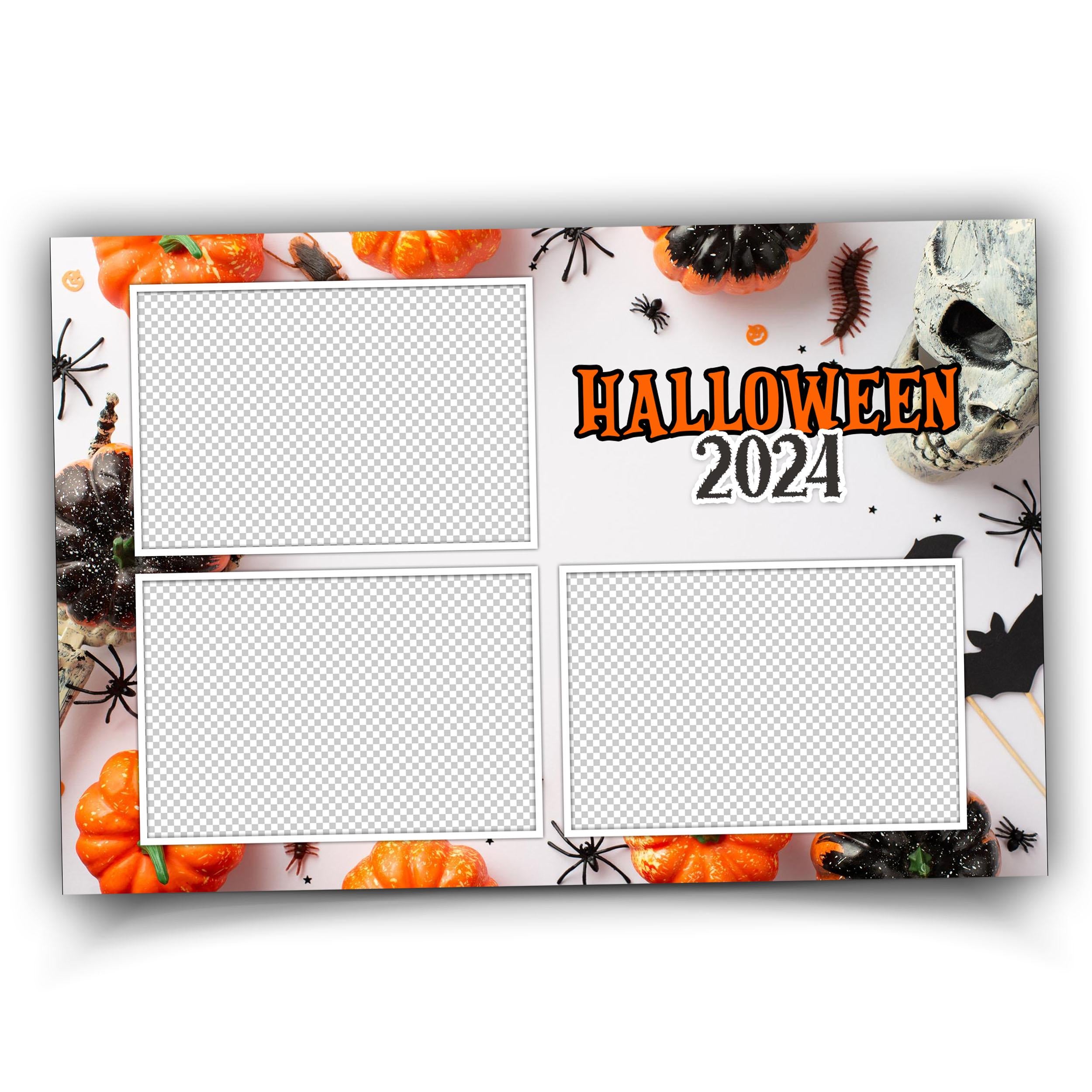 Halloween Photobooth Template 4x6 Trick or Treat Party 2024 Orange Yellow Black Photo booth Pumpkin Template 1387