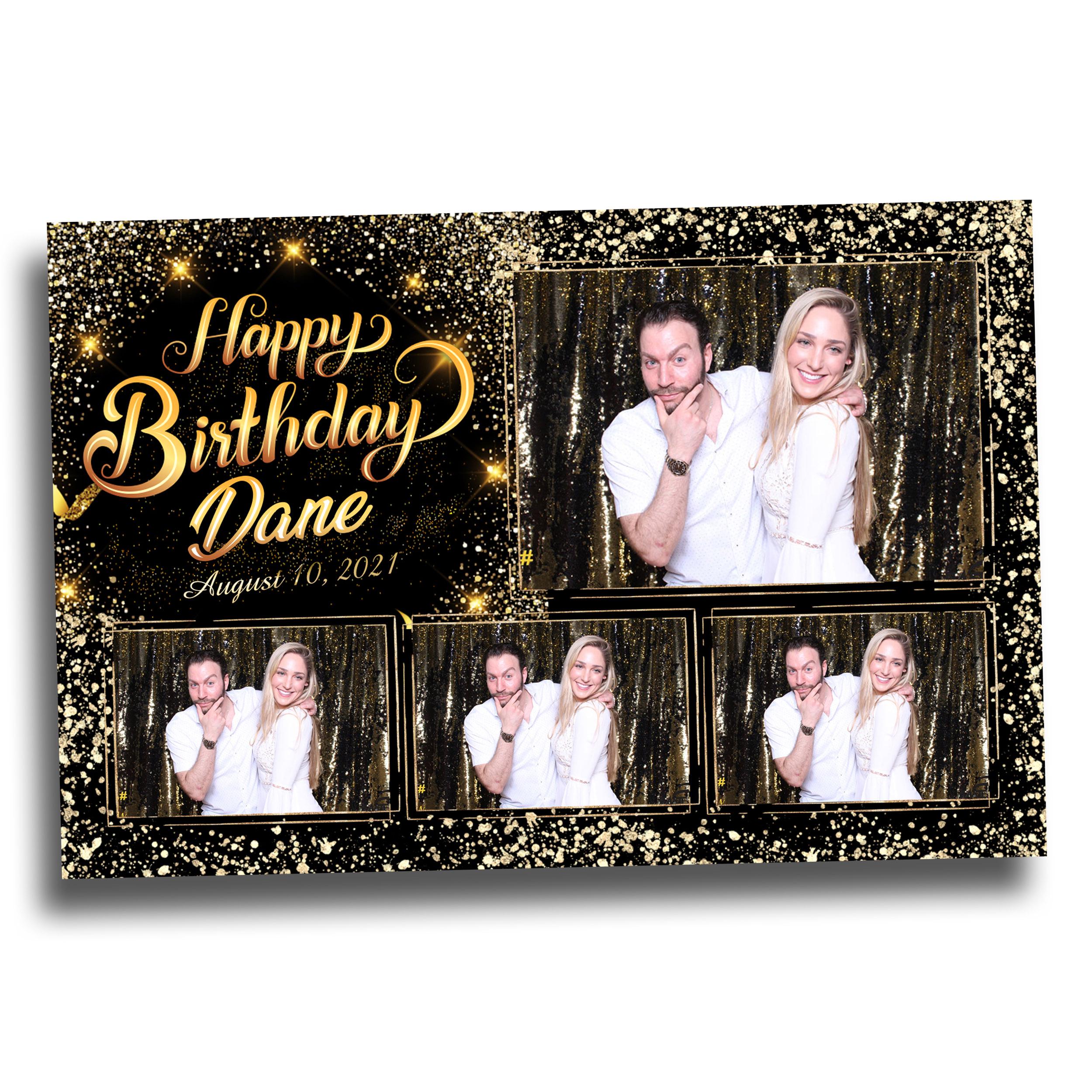 Birthday Photobooth Template 4x6 Black Gold Glitter Sparkles gold dust bday photo booth template 4 photos editable Layout 9 BM14