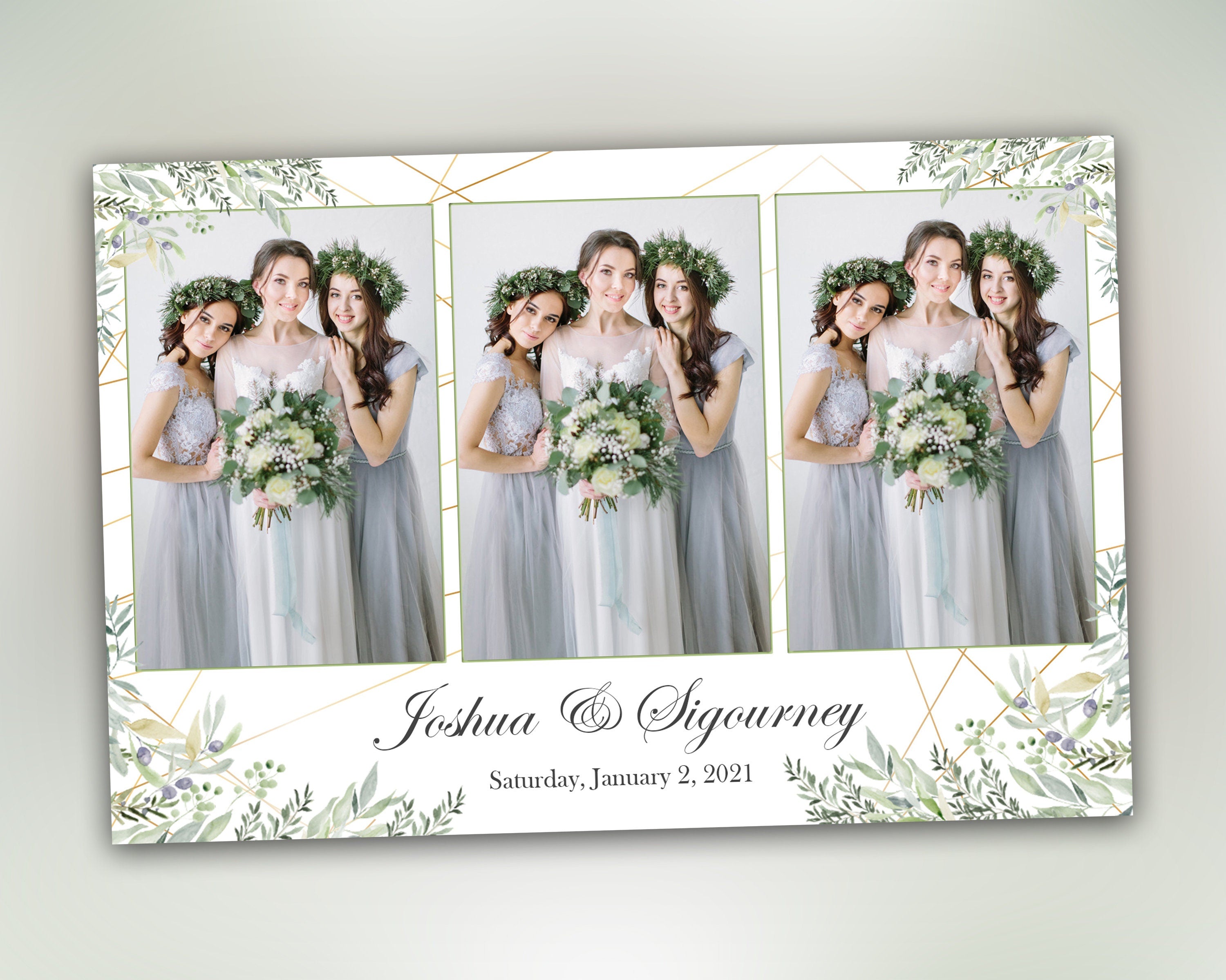 Wedding Bridal Shower Sweet 16 Floral Anniversary Photo Booth Template 4x6 Photobooth Template with xbdr psd png jpg and mockup