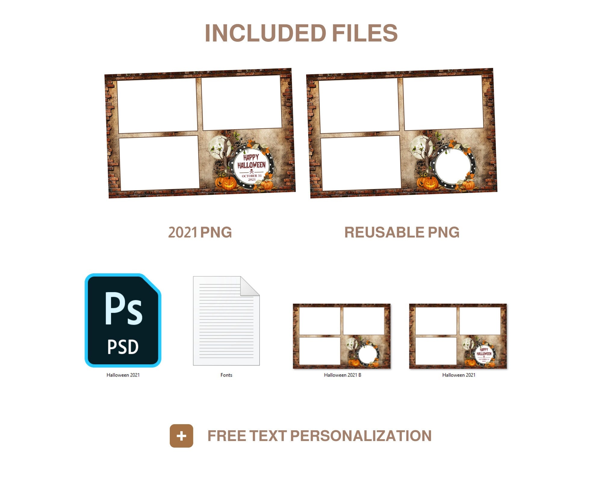 Halloween Photo Booth Template 4x6 3 photo Pumpkin Scary Trick or Treat Halloween 2024 Photo Booth Template vintage rustic theme TB55
