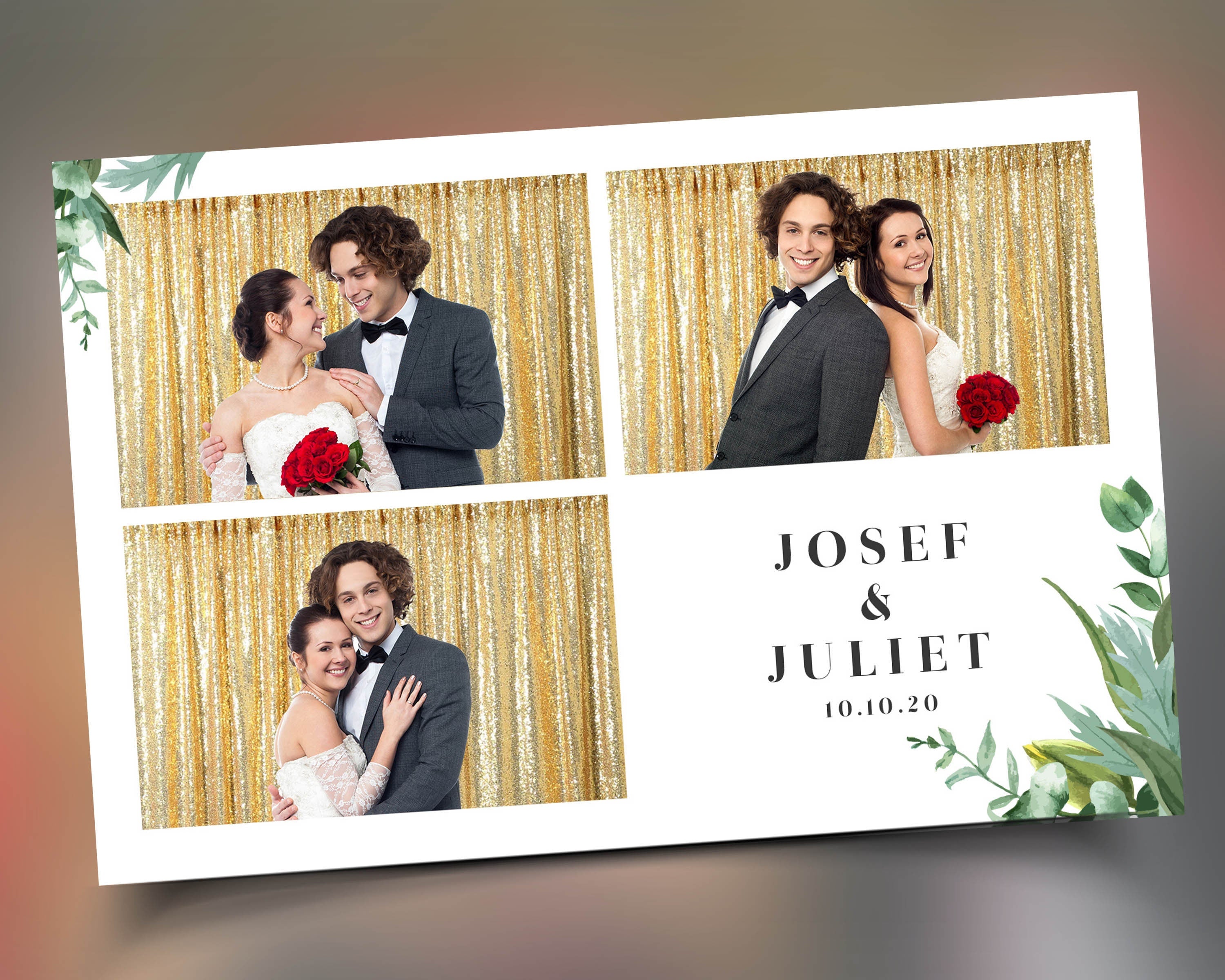Wedding Bridal Shower Sweet 16 Floral Anniversary Photo Booth Template 4x6 Photobooth Template with xbdr psd png jpg and mockup