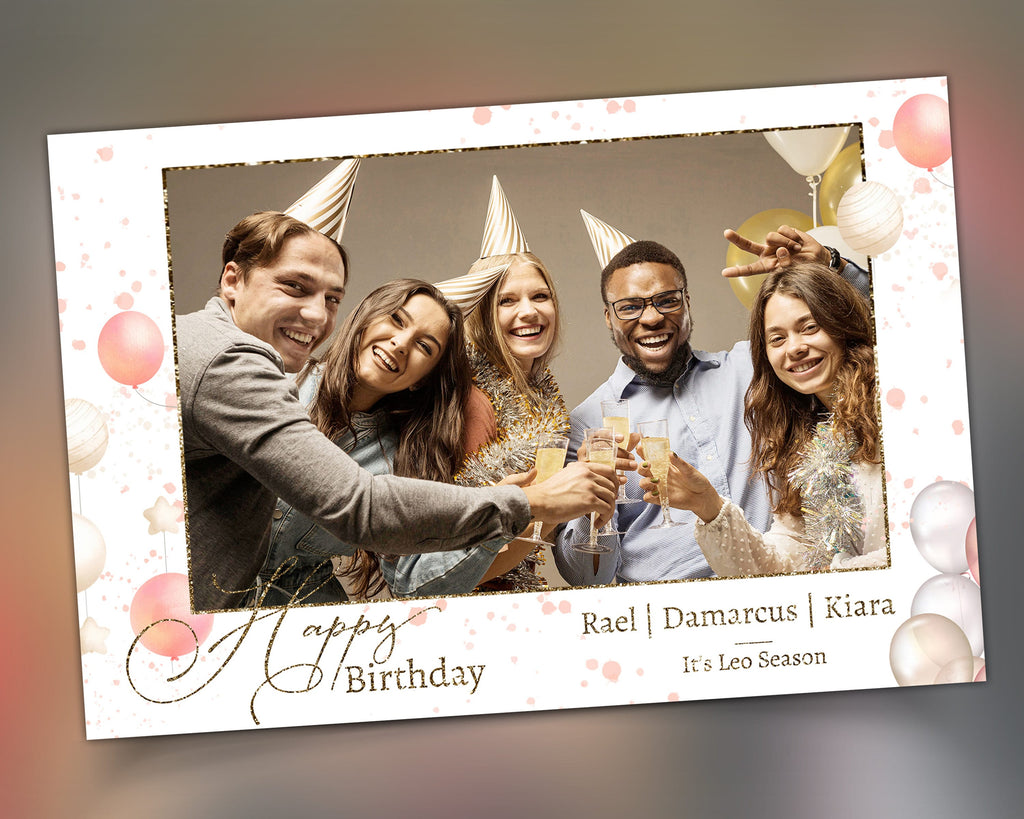 Birthday Photo Booth Template / Editable Birthday Photobooth Template 4x6 inch 1 Photo Boomerang included FONT file