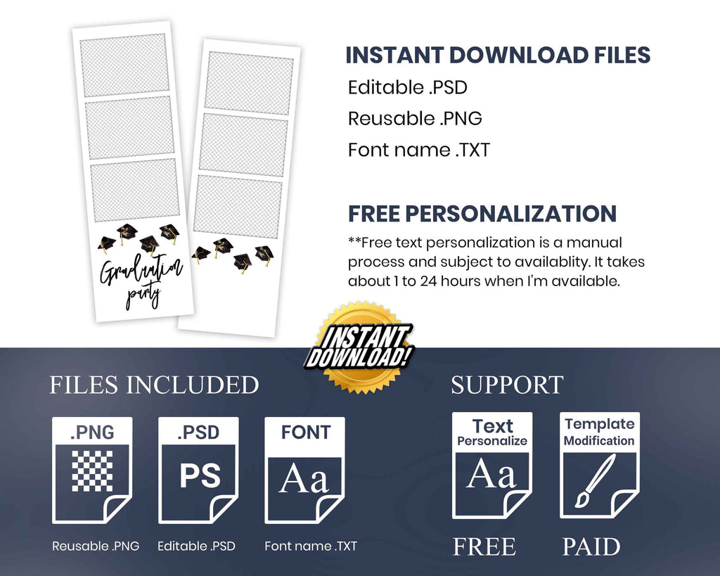Graduation Photo Booth Template, Graduation Photobooth Template, Class of 2024, Prom 2024, Grad