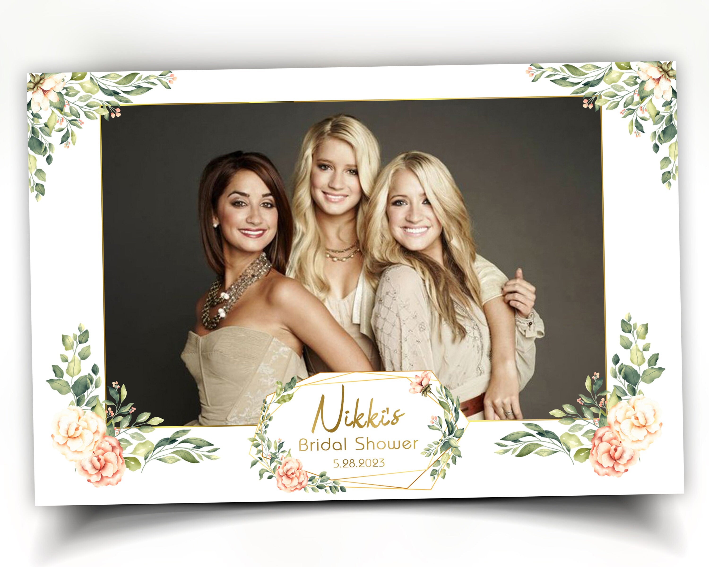 Photo Booth Template Wedding Bridal Shower Greenery Sweet 16 Floral Anniversary 4x6 Photobooth Template