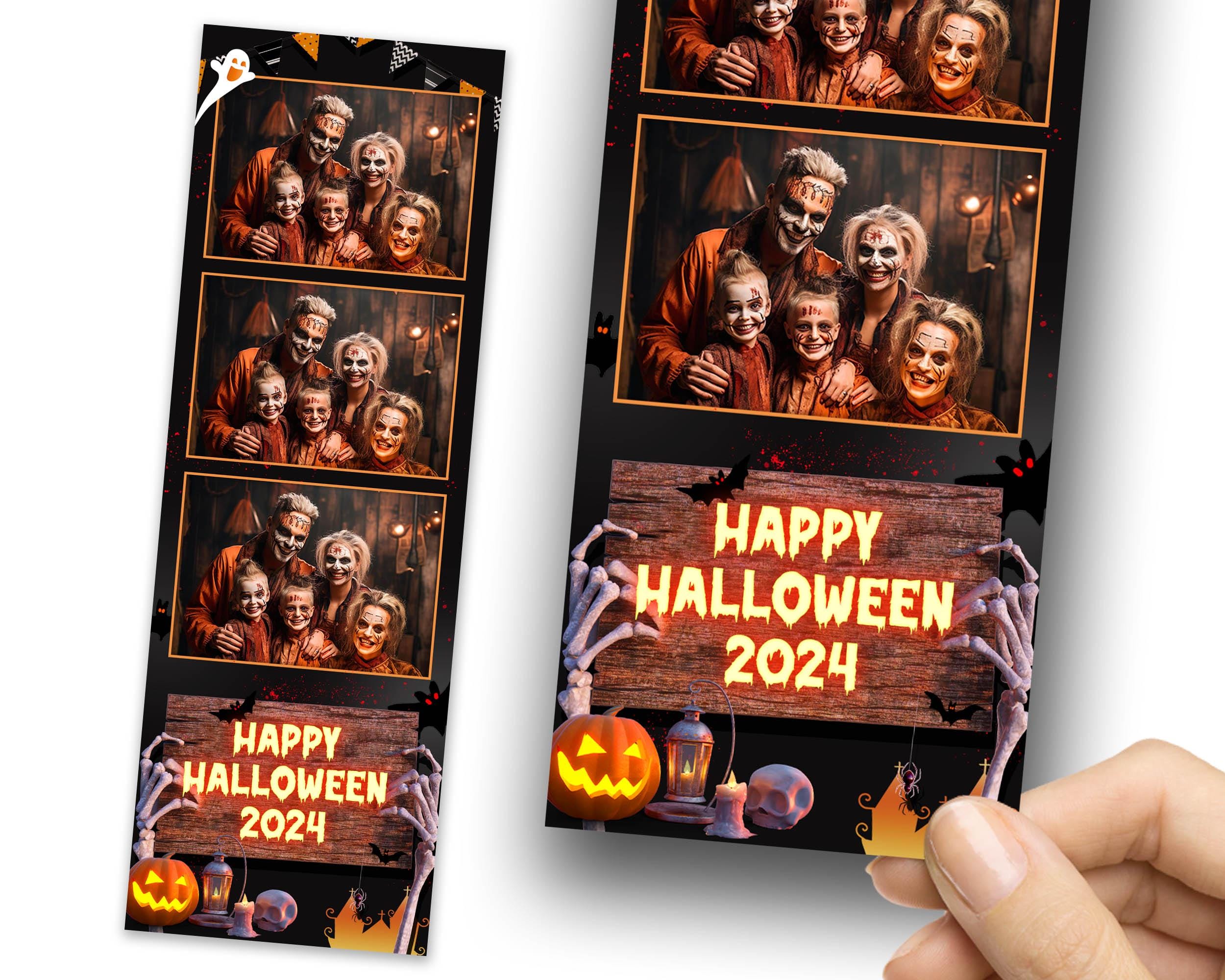 Halloween 2024 Photobooth Template, Trick or Treat, Wooden with skull Photo booth Pumpkin 1356