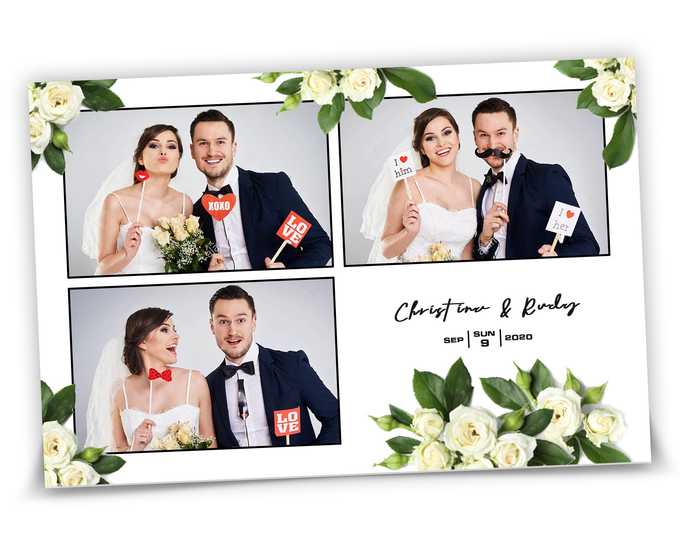 Photobooth Template Wedding Floral Photobooth Template, 4x6 Wedding Photo booth Template, Sweet Sixteen, Sweet 16, Bridal Shower, 4x6