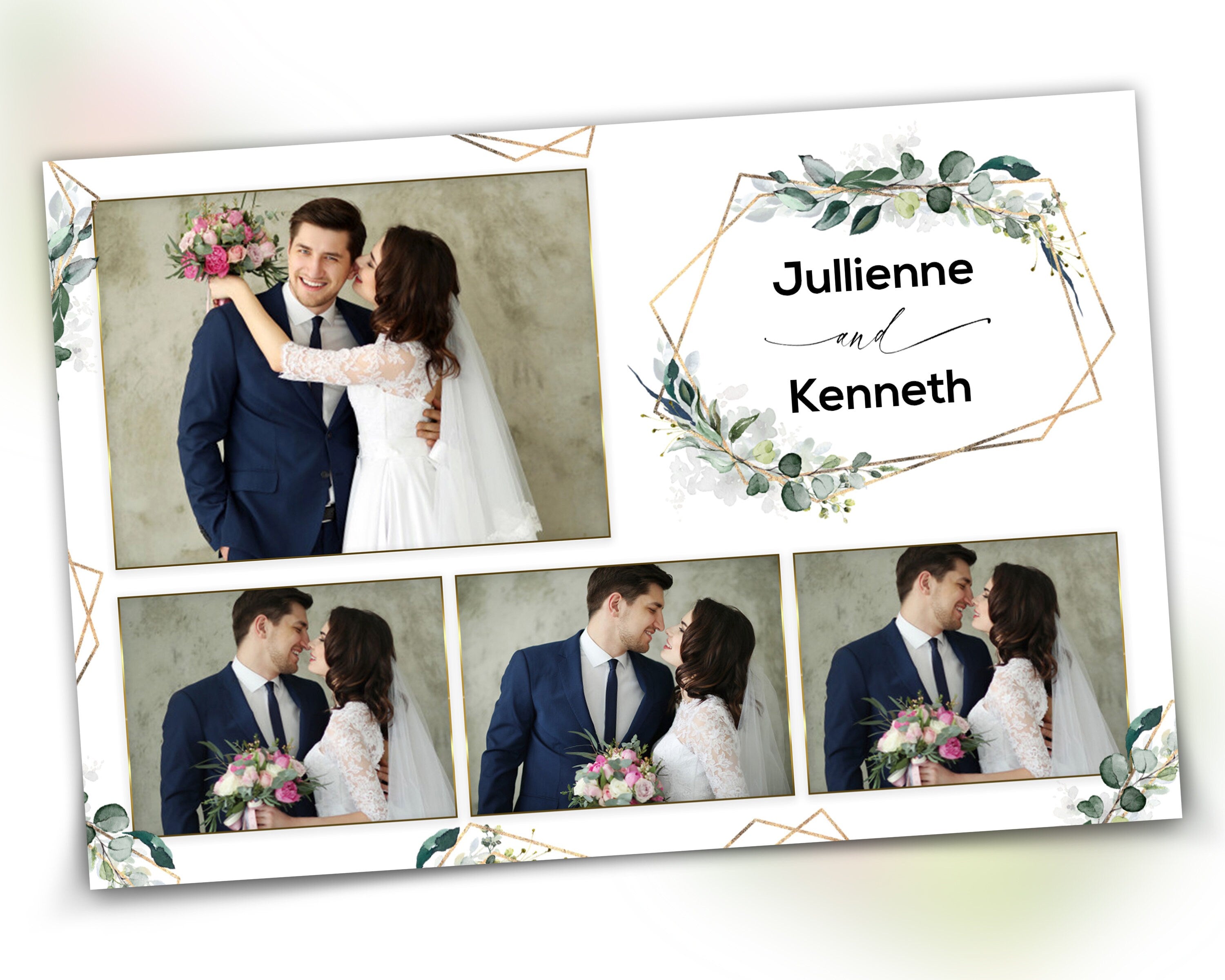 Photobooth Template Wedding Bridal Shower Sweet 16 Floral Anniversary Photo Booth Template 4x6 Photobooth Template with Font