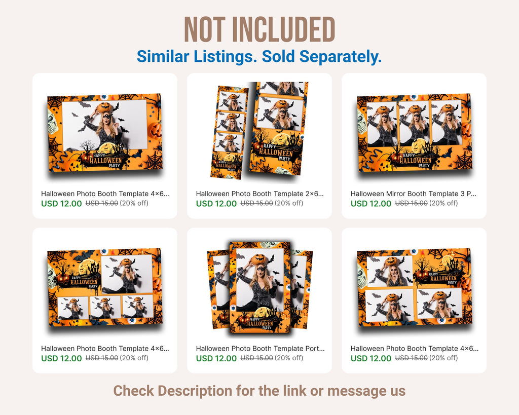 Halloween Photobooth Template 2x6 Strip 3 photo Trick or Treat Party 2024 Orange Yellow Black Pumpkin Photo Booth Template B29