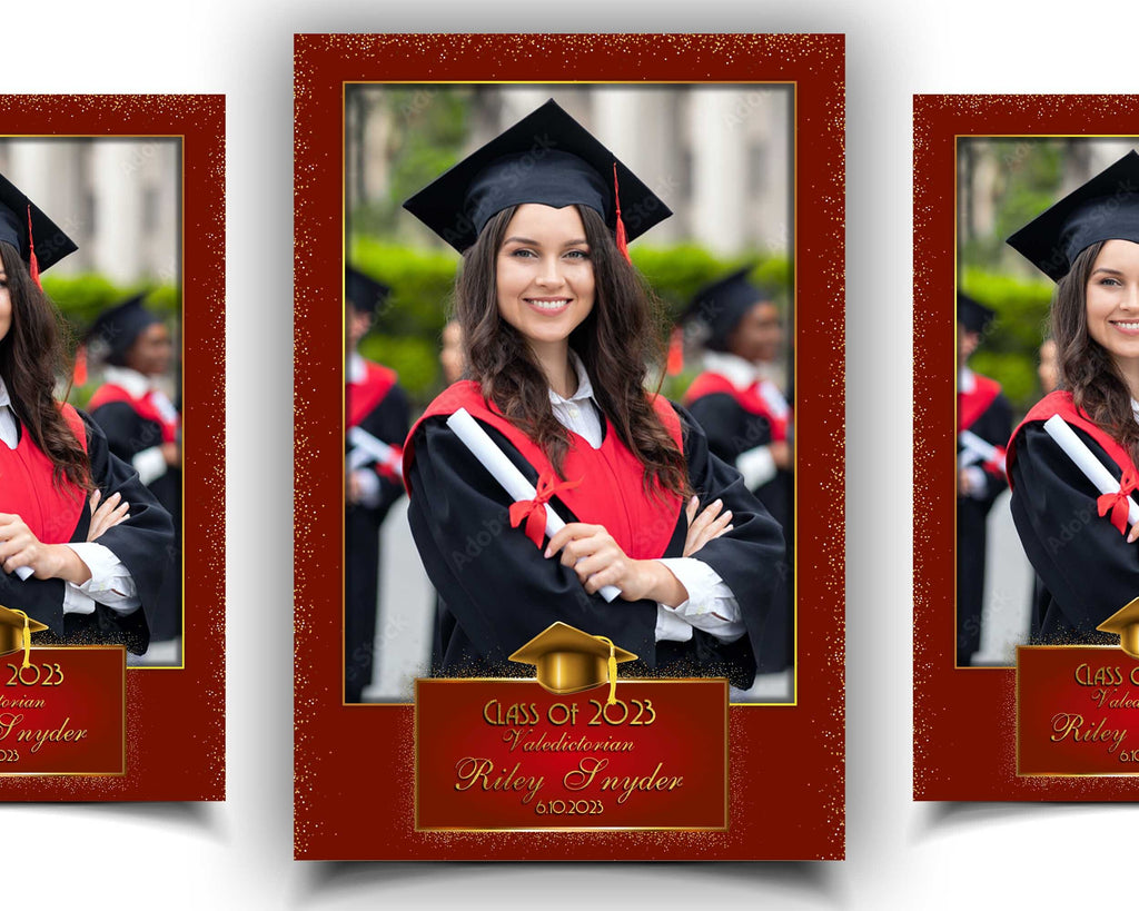 Graduation Photo Booth Template Prom Photobooth Class of 2023 Red Gold Grad Photobooth Class of
