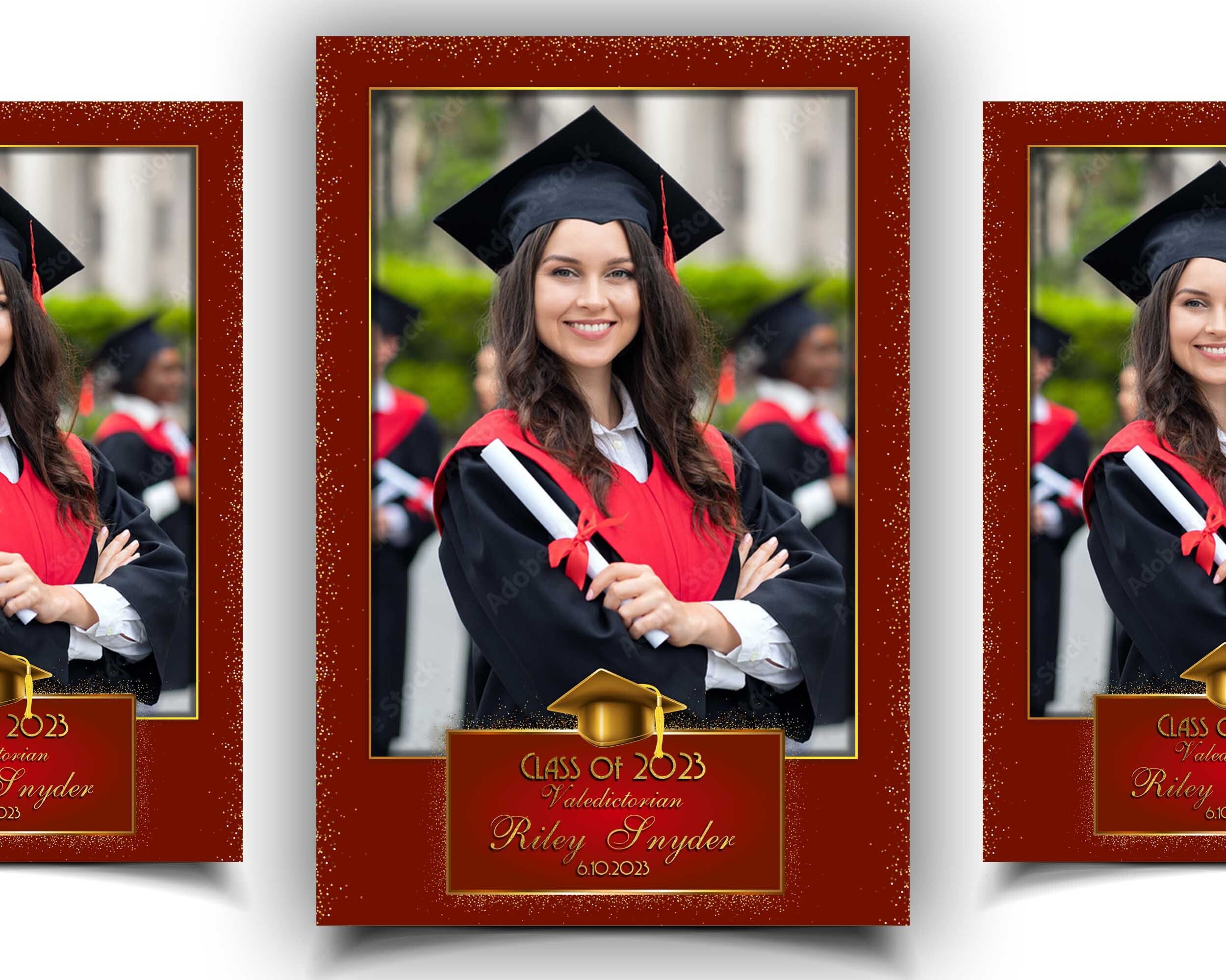 Graduation Photo Booth Template Prom Photobooth Class of 2023 Red Gold Grad Photobooth Class of