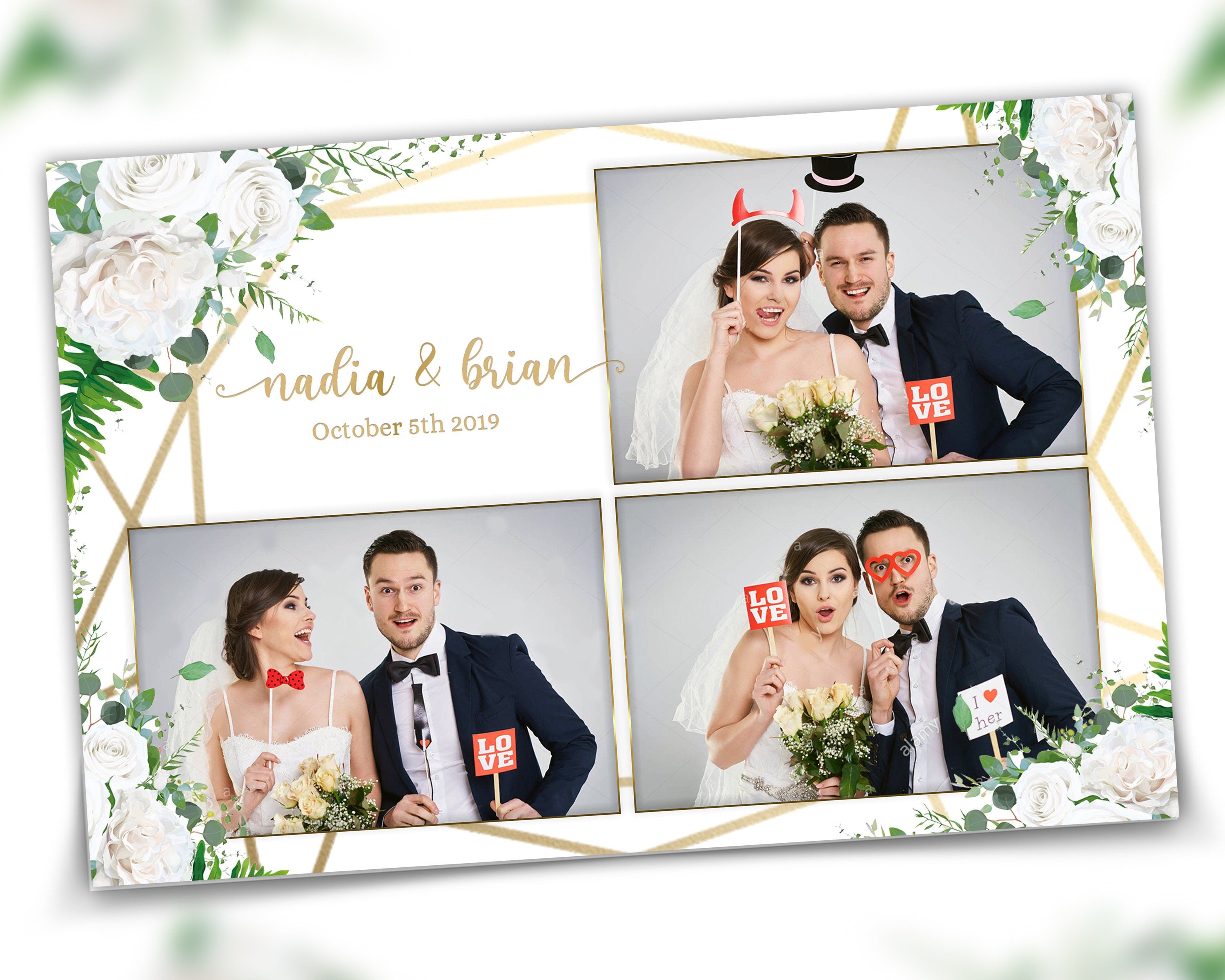 Wedding Photobooth Template, Floral Photobooth Template, 4x6 Wedding Photo booth Template, Sweet Sixteen, Sweet 16, Bridal Shower, 4x6