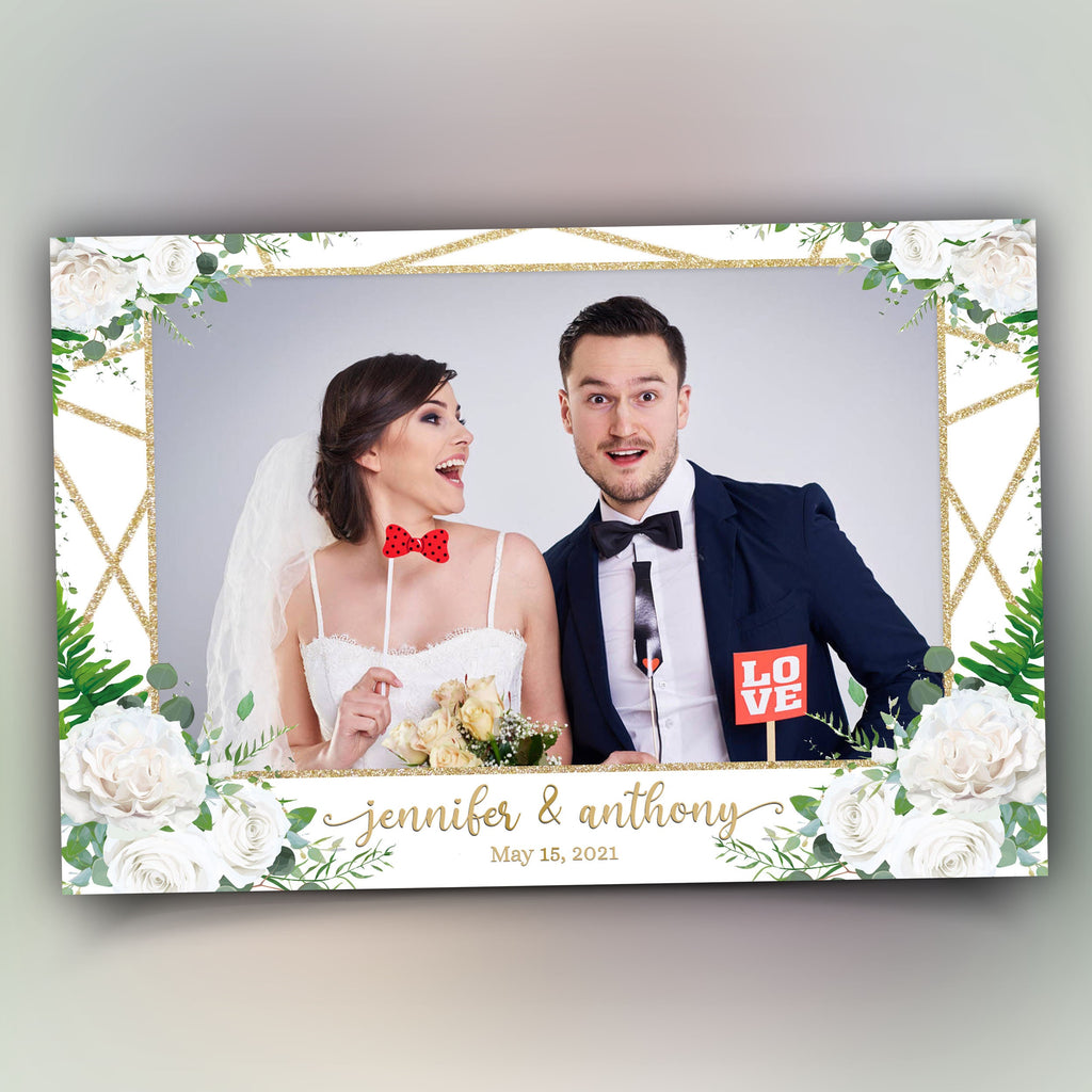 Wedding Photobooth Template, Floral Photobooth Template, Greenery Wedding Photo booth Template, White Flowers, White Floral, Flower 182