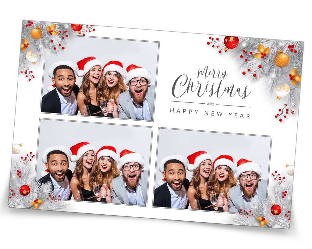 Photo Booth Template Merry Christmas Day Party New Year 2021 Silver Photobooth Template 4x6 Photo Strips Frame Template