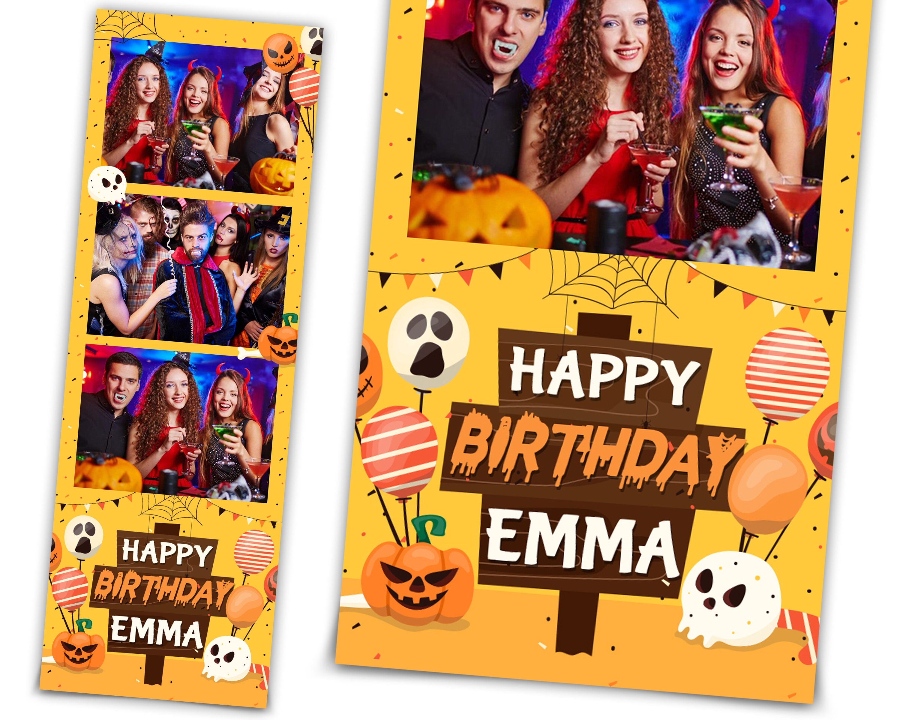 Birthday Halloween Photo Booth Template 2x6 Photobooth Pumpkin Template Strip