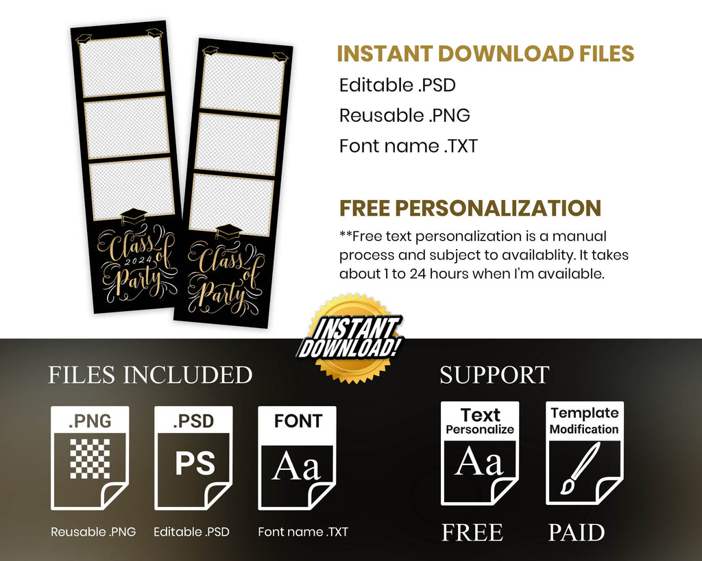 Graduation Photo Booth Template, Graduation Photobooth Template, Class of 2024, Prom 2024
