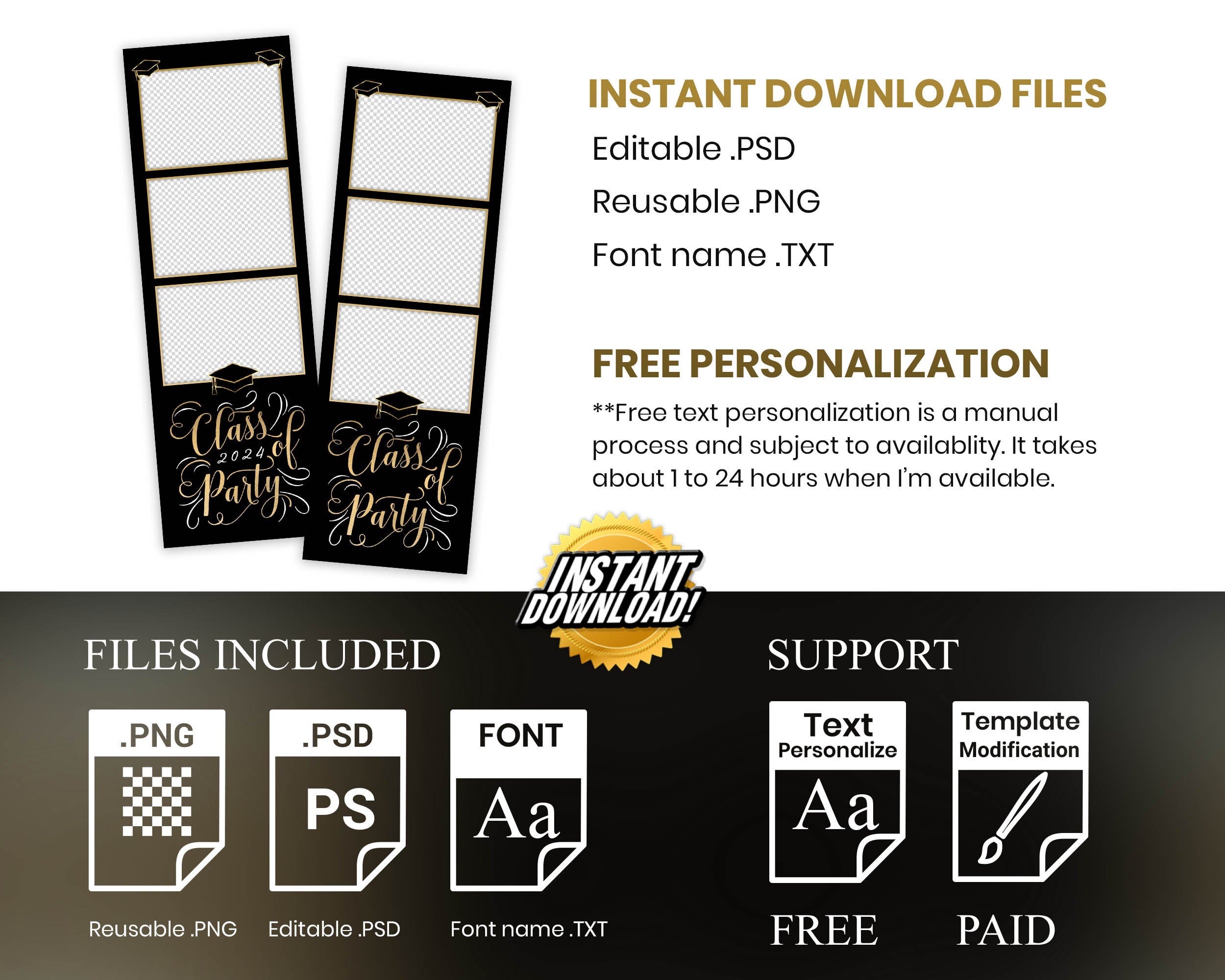 Graduation Photo Booth Template, Graduation Photobooth Template, Class of 2024, Prom 2024