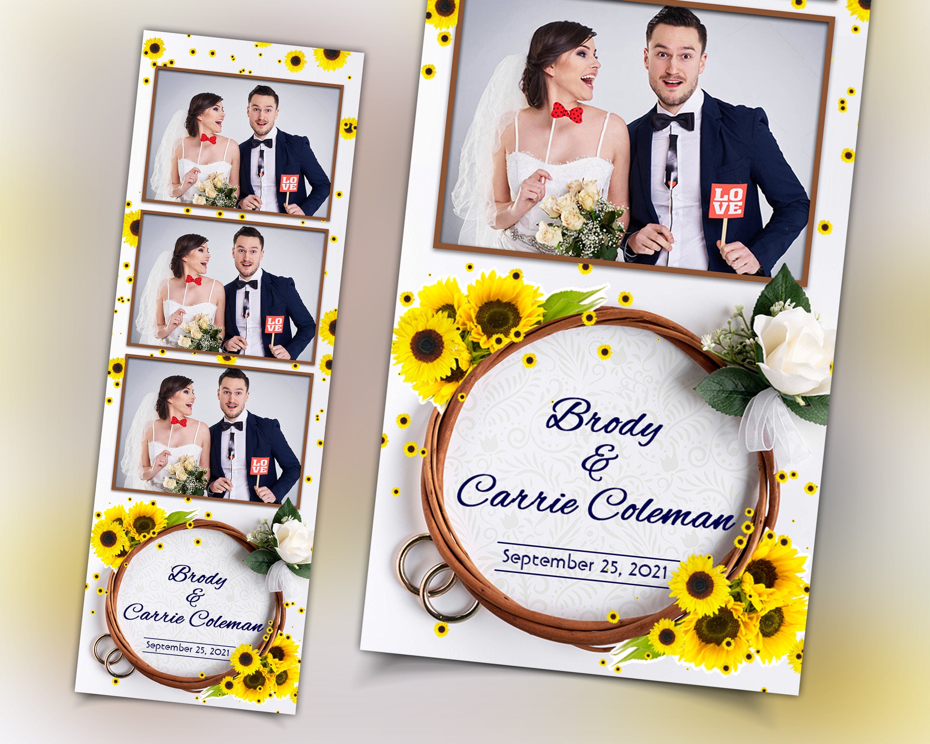 Sweet 16 Quinceanera Photobooth Template Sunflower Photobooth Template photo booth Strip 2x6