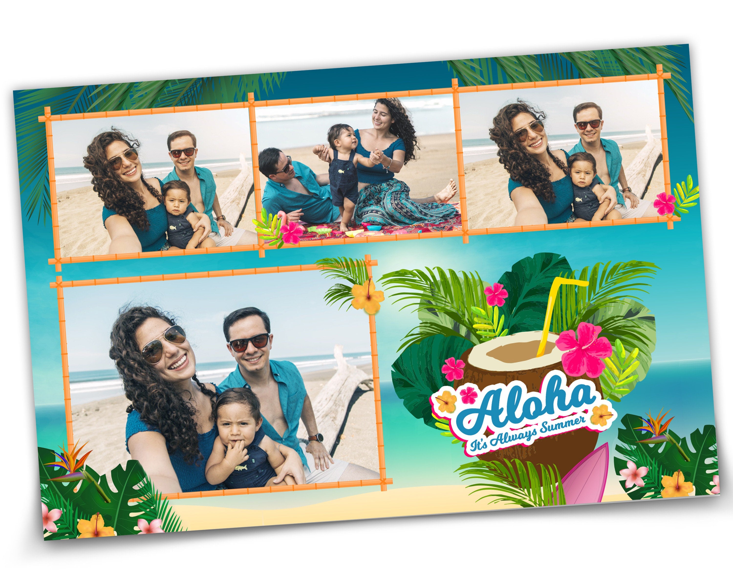 Beach Luau Photobooth Template, Hawaiian Luau Party, Aloha Party,  Photo Booth Template, Party, Photobooth, Photo Booth, Summer, Hanukkah