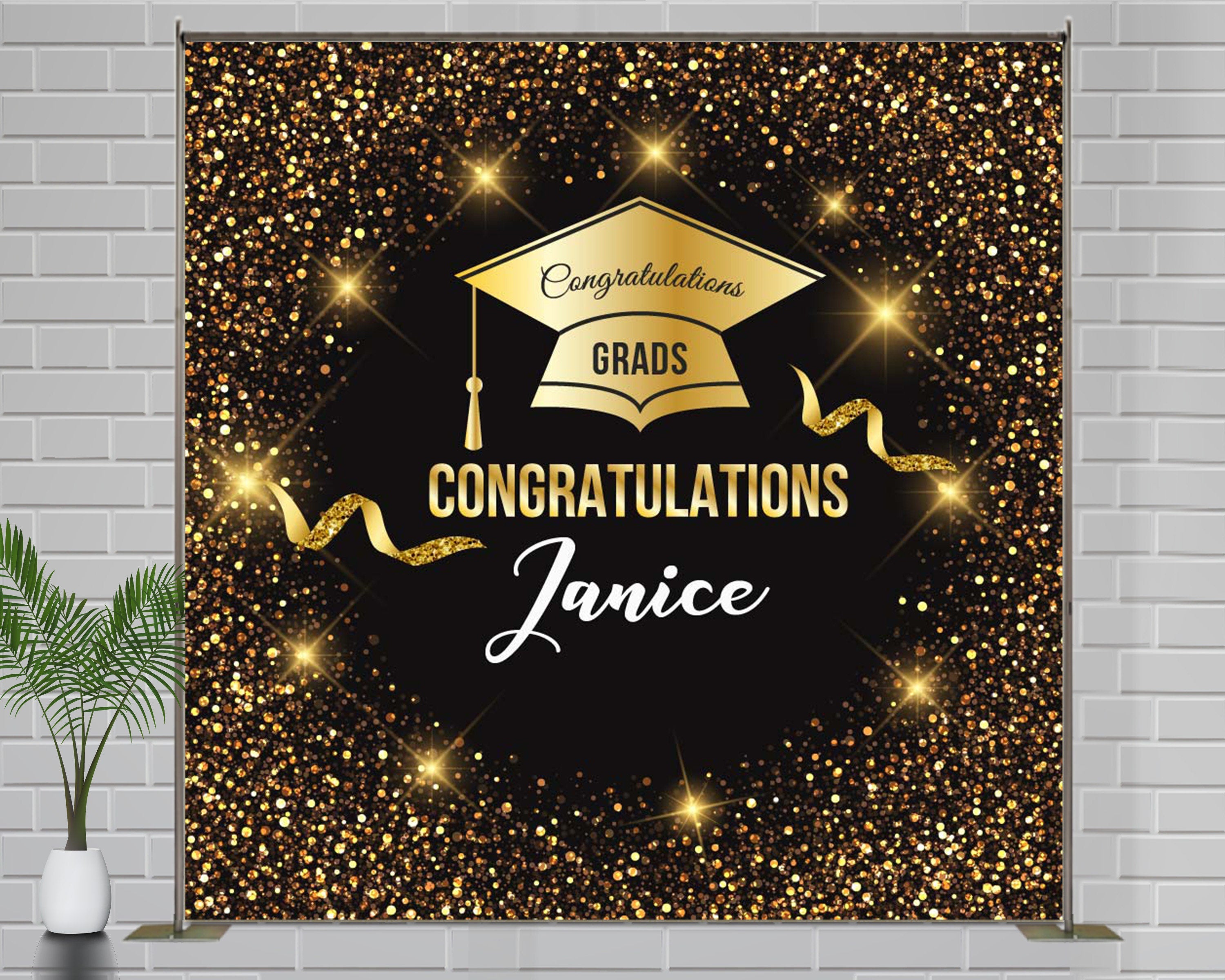 Backdrop Graduation banner 2020 Graduation decoration black and gold Graduation party decorations girl Class of 2020