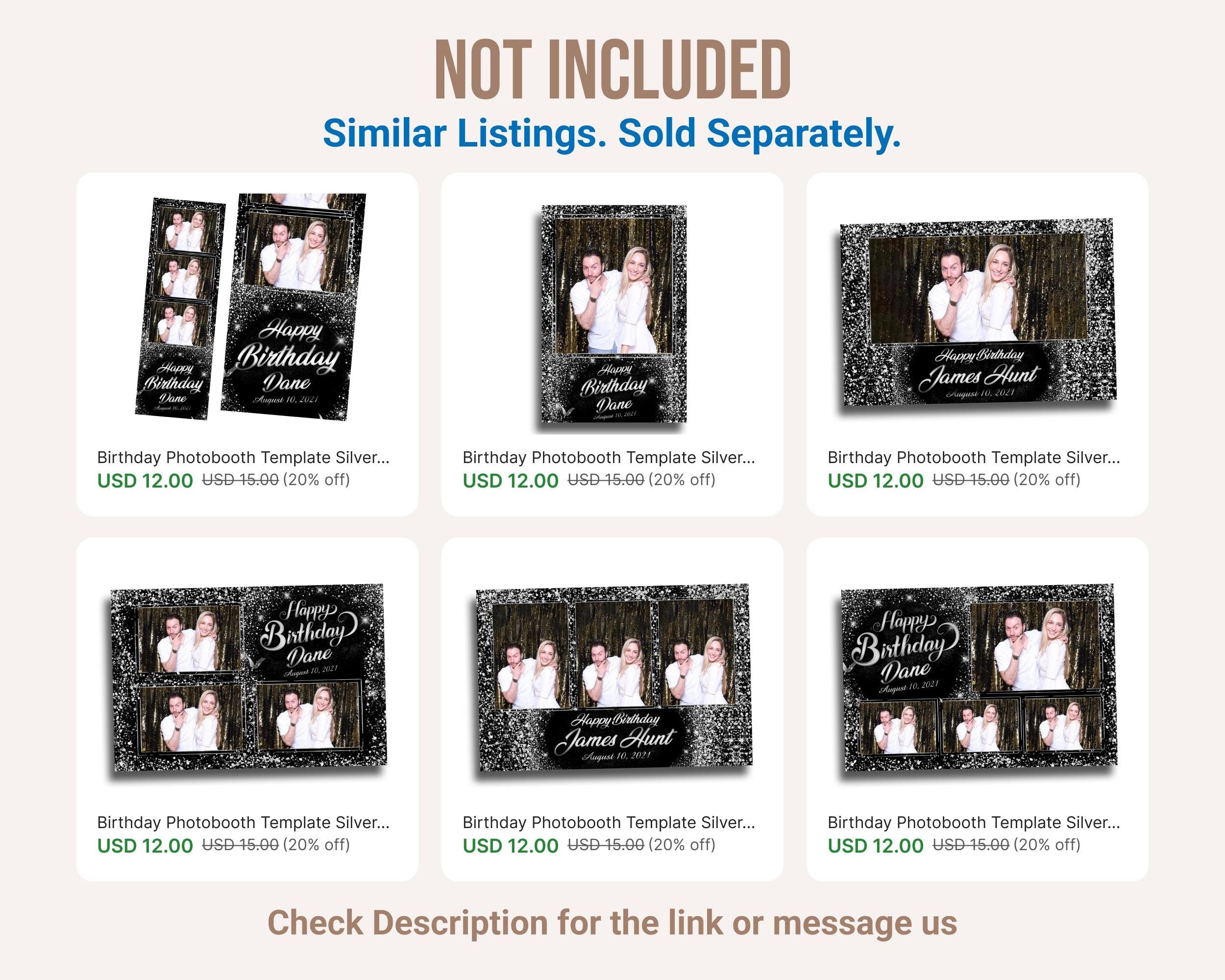 Birthday Photobooth Template 4x6 Portrait Black Silver Dust Glitter Sparkle bday mirror booth Single photo booth template Layout 4 BM15