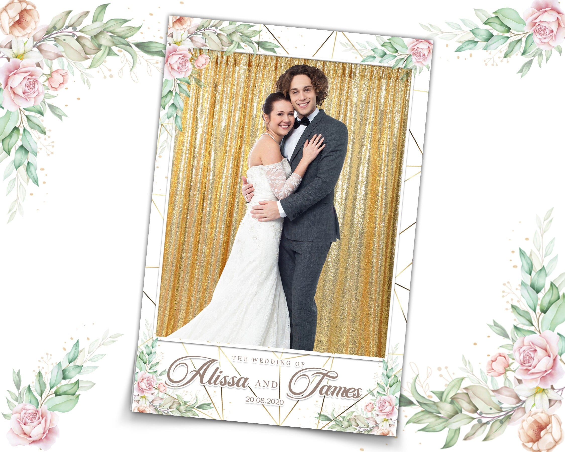 Wedding, Bridal Shower, Sweet 16, Floral Anniversary Photo Booth Template 4x6 Photobooth Template with xbdr psd png jpg and mockup