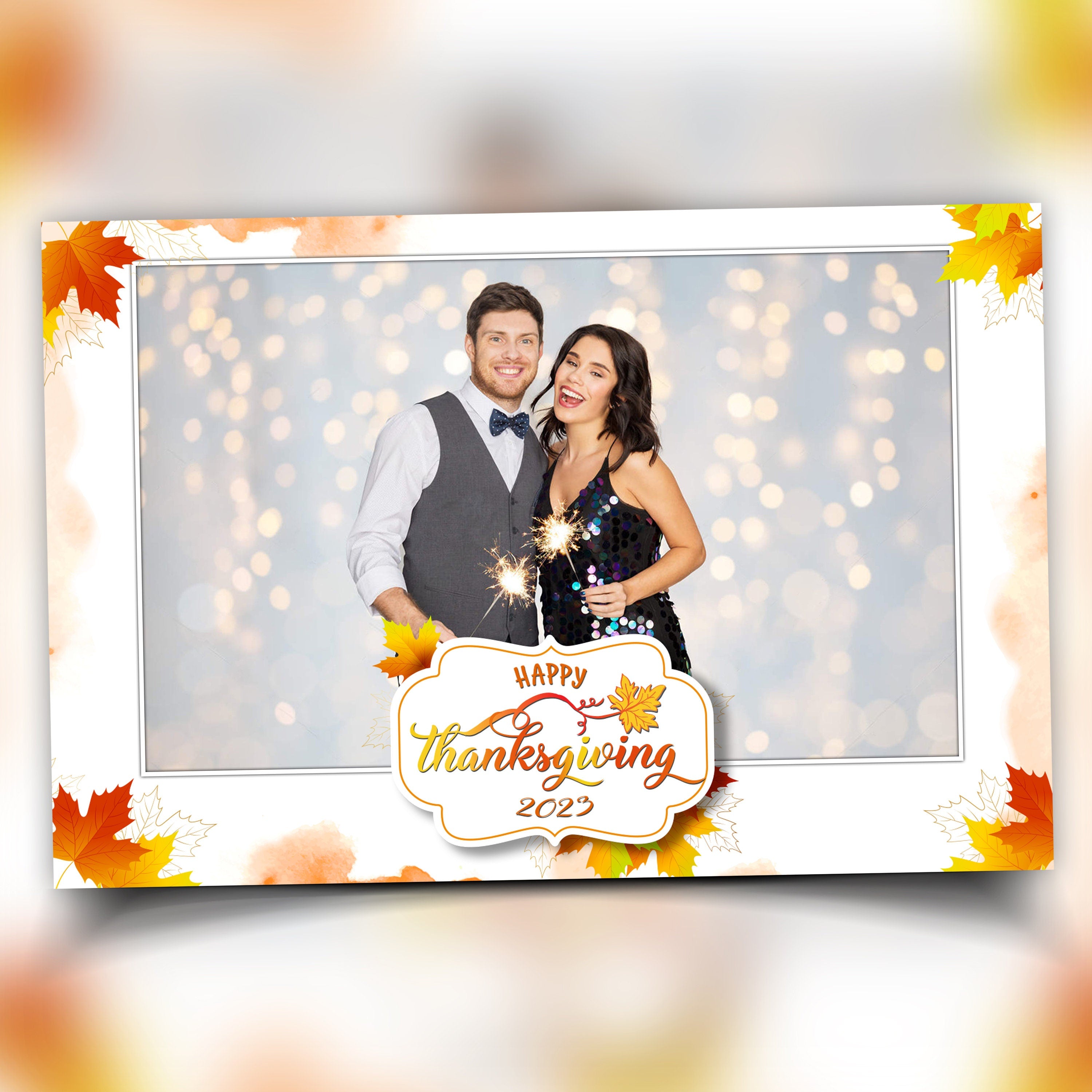 Thanksgiving Fall Festival Photobooth Template 4x6 single pic with Font and free personalization mirror booth photo booth template