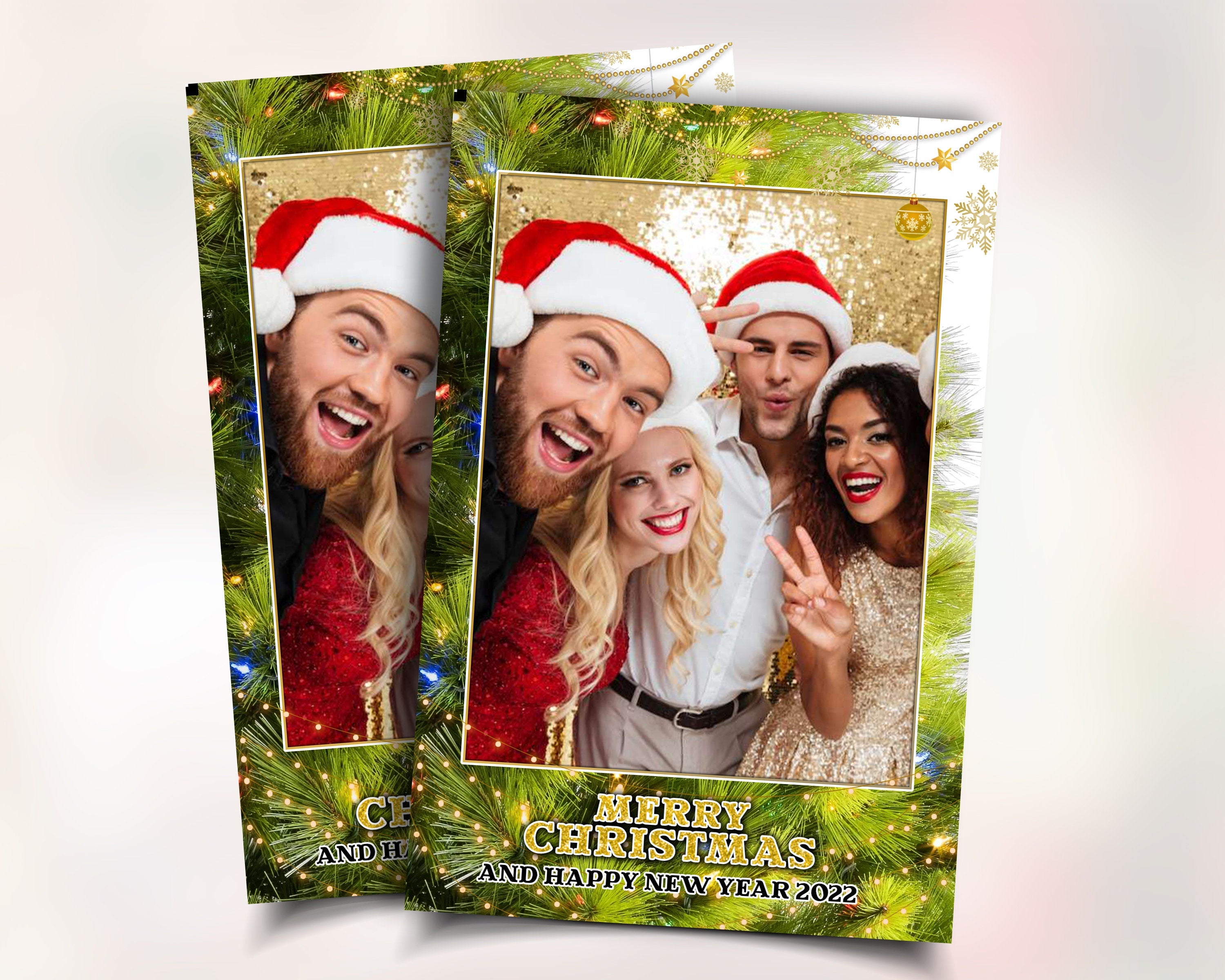 Christmas Photobooth Template Merry Christmas and New Year Strip Winter Wonderland and Holiday Photobooth Template Gold Mirror Booth 4x6