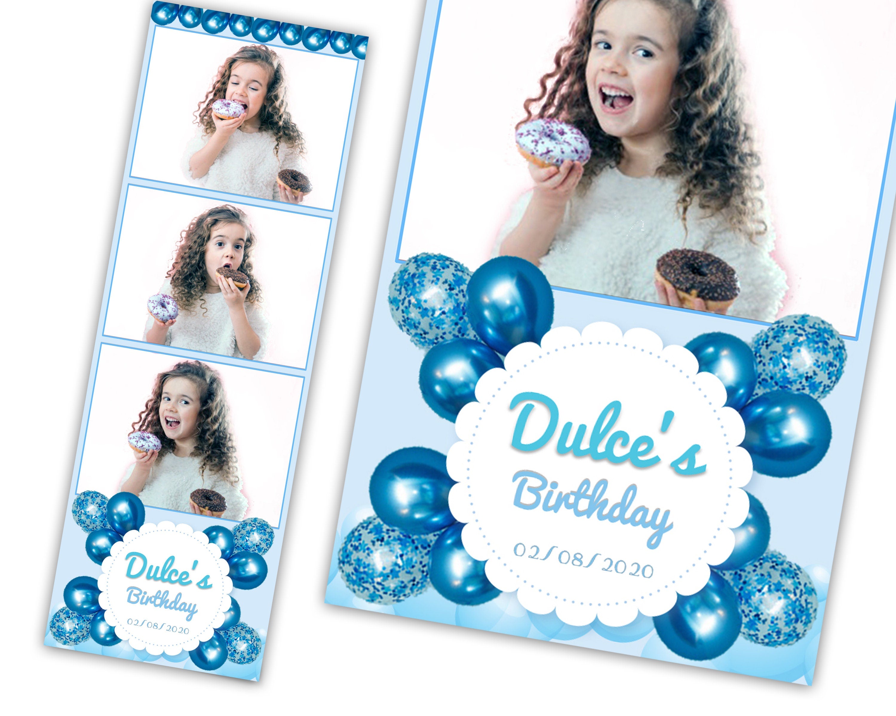 Birthday and Baby Shower Photo Booth Template 1st birthday 2x6 Photobooth Template with xbdr psd png jpg and mockup