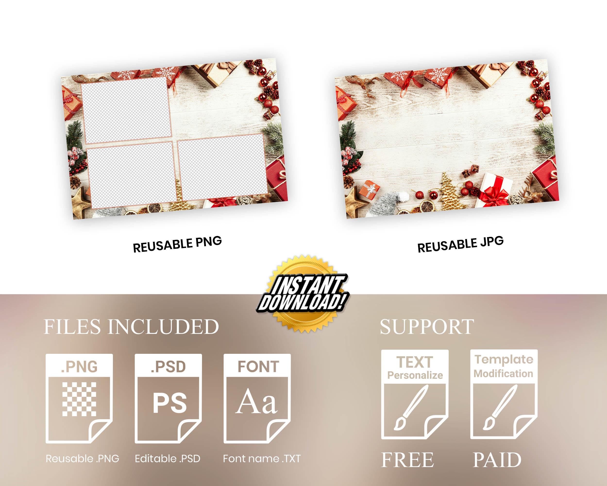 Christmas Photobooth Template Happy Holiday Party Merry Christmas Gold Xmas Photo booth Template 1420