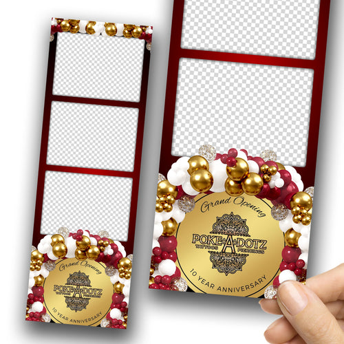 Anniversary Birthday Grand Opening Photo Booth Template Red Gold Balloon Sweet 16 Photobooth