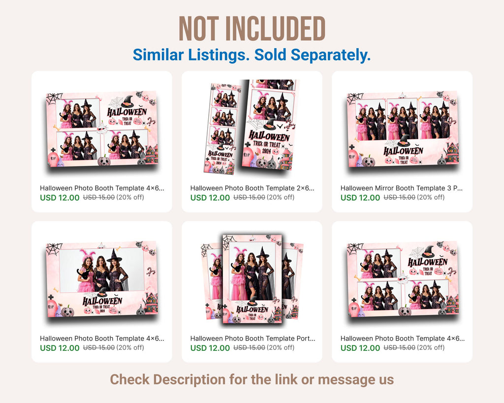 Pink Halloween Party Photobooth template 4x6 Landscape Single photo pink and black Trick or Treat photo booth template scary elements HP1