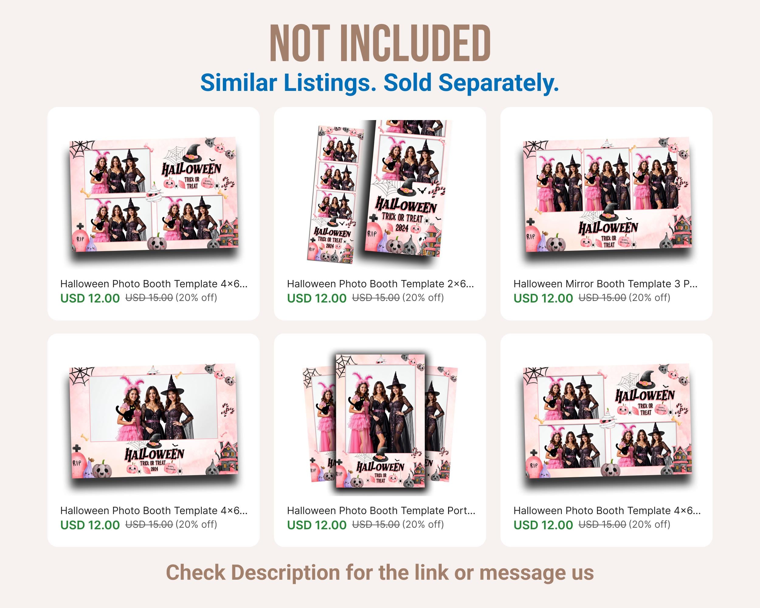 Pink Halloween Party Photobooth template 4x6 Landscape Single photo pink and black Trick or Treat photo booth template scary elements HP1