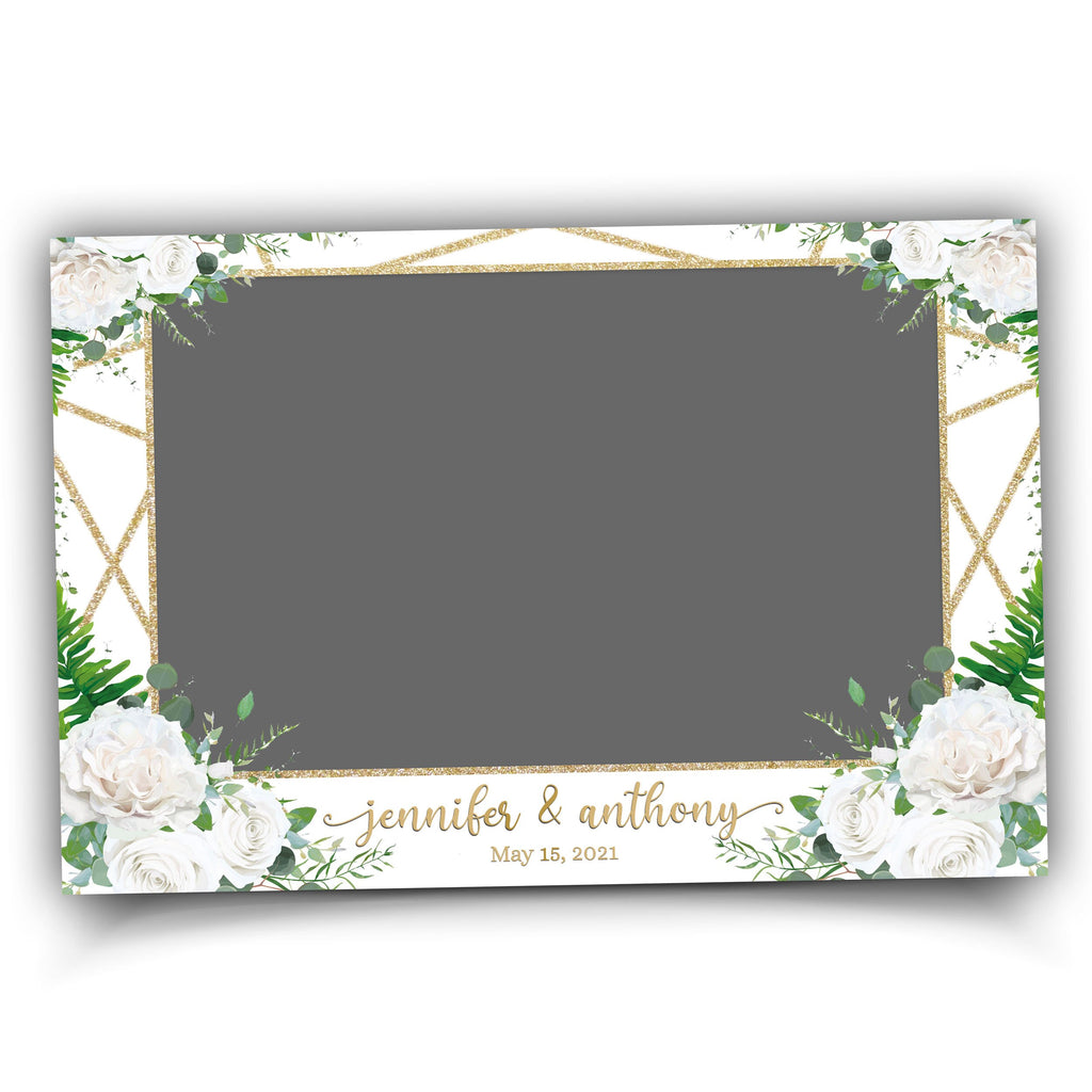 Wedding Photobooth Template, Floral Photobooth Template, Greenery Wedding Photo booth Template, White Flowers, White Floral, Flower 182