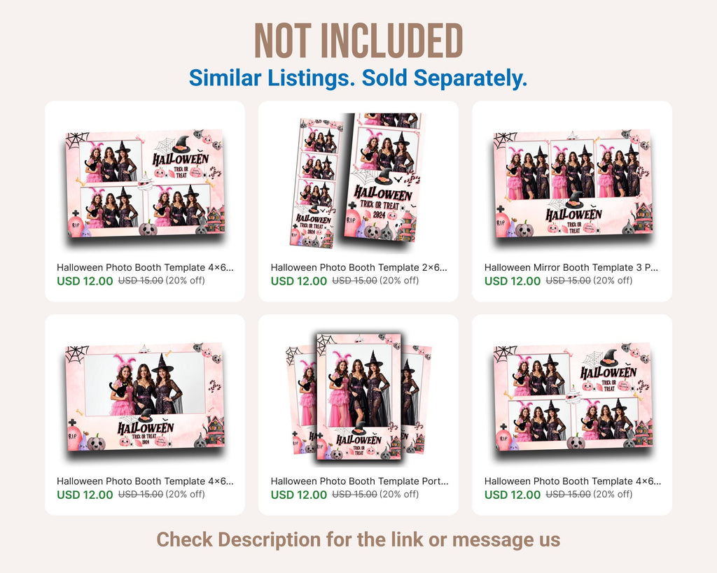 Pink Halloween Party Photobooth template 4x6 3 photo pink and black Girly Trick or Treat Mirror Booth Photo Booth template HP1