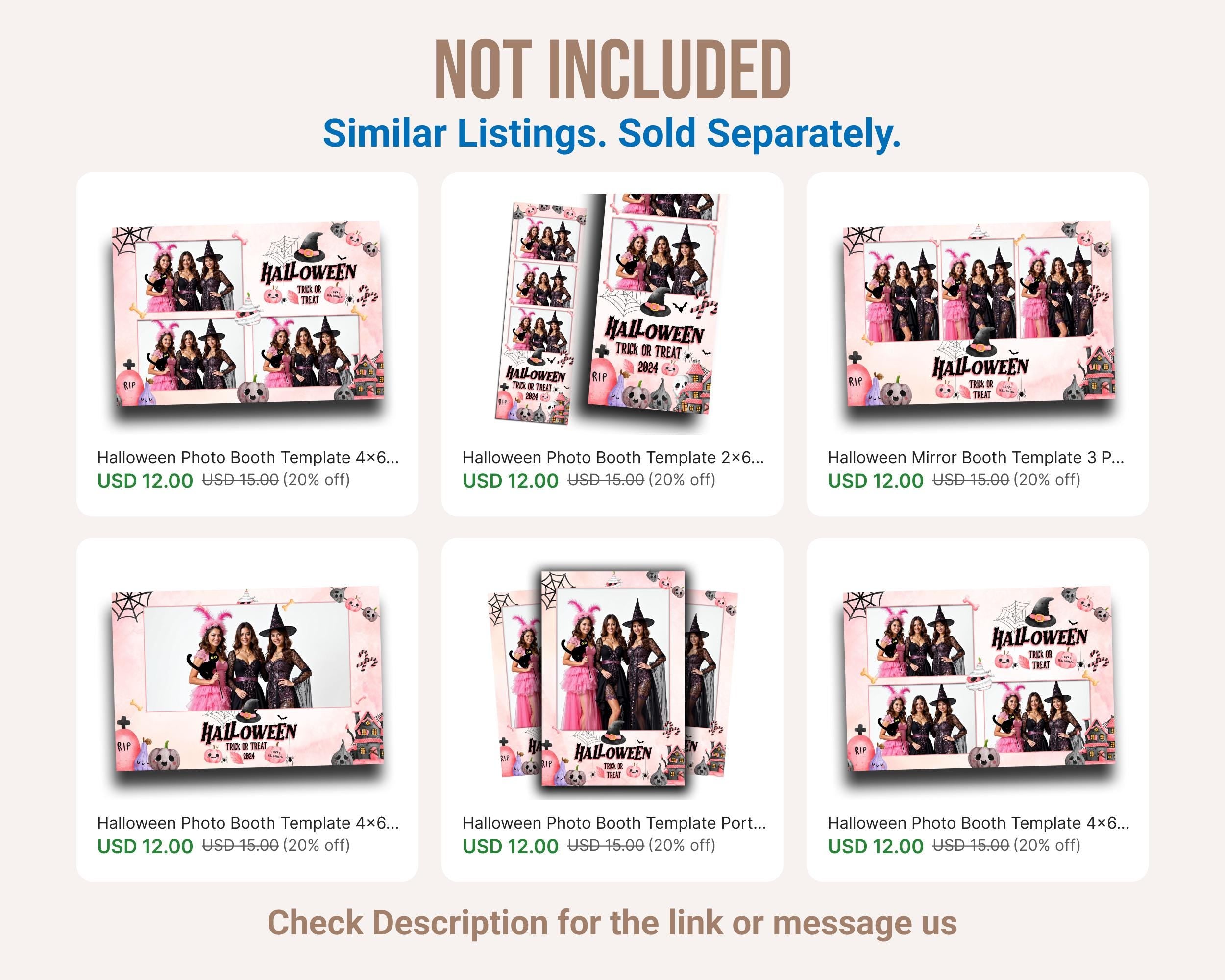 Pink Halloween Party Photobooth template 4x6 3 photo pink and black Girly Trick or Treat Mirror Booth Photo Booth template HP1