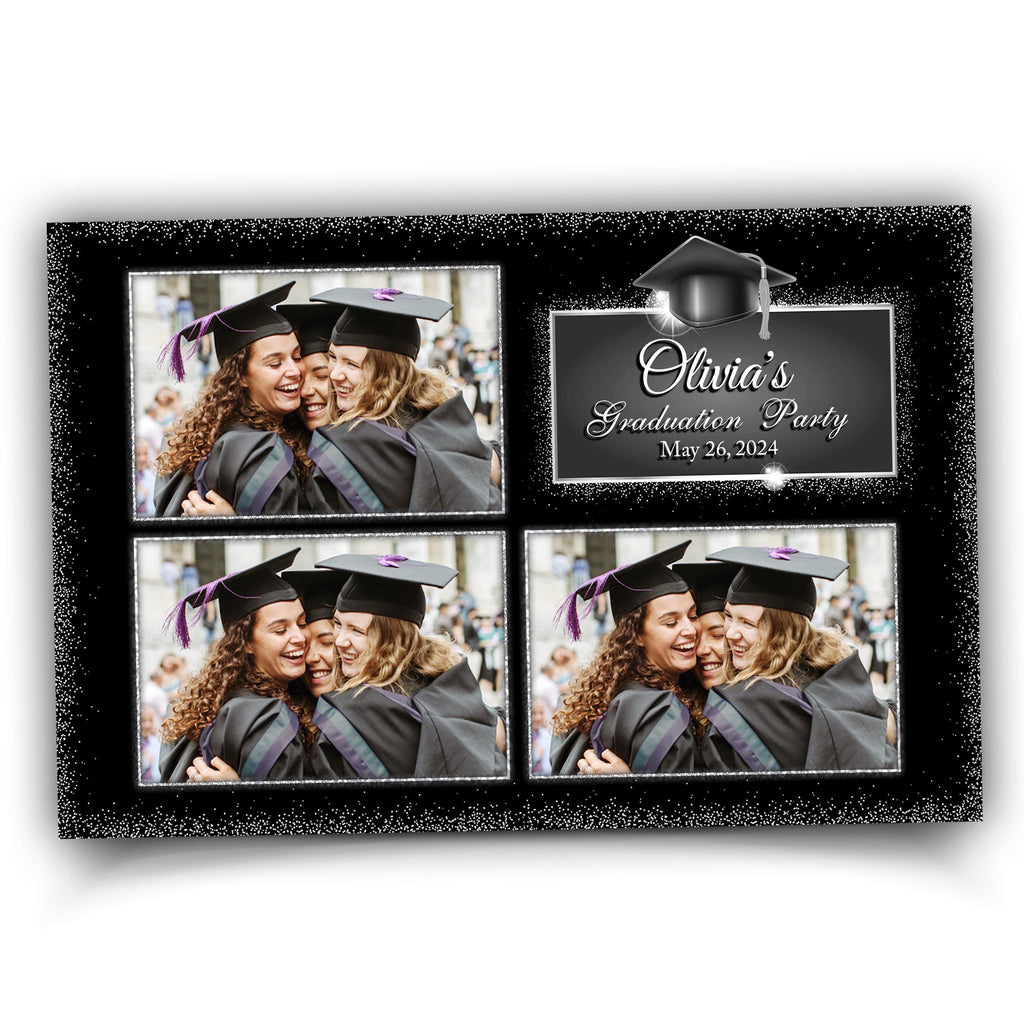 Graduation Photo Booth Template, Grad Photobooth Template, Class of, Prom, Black Silver 548