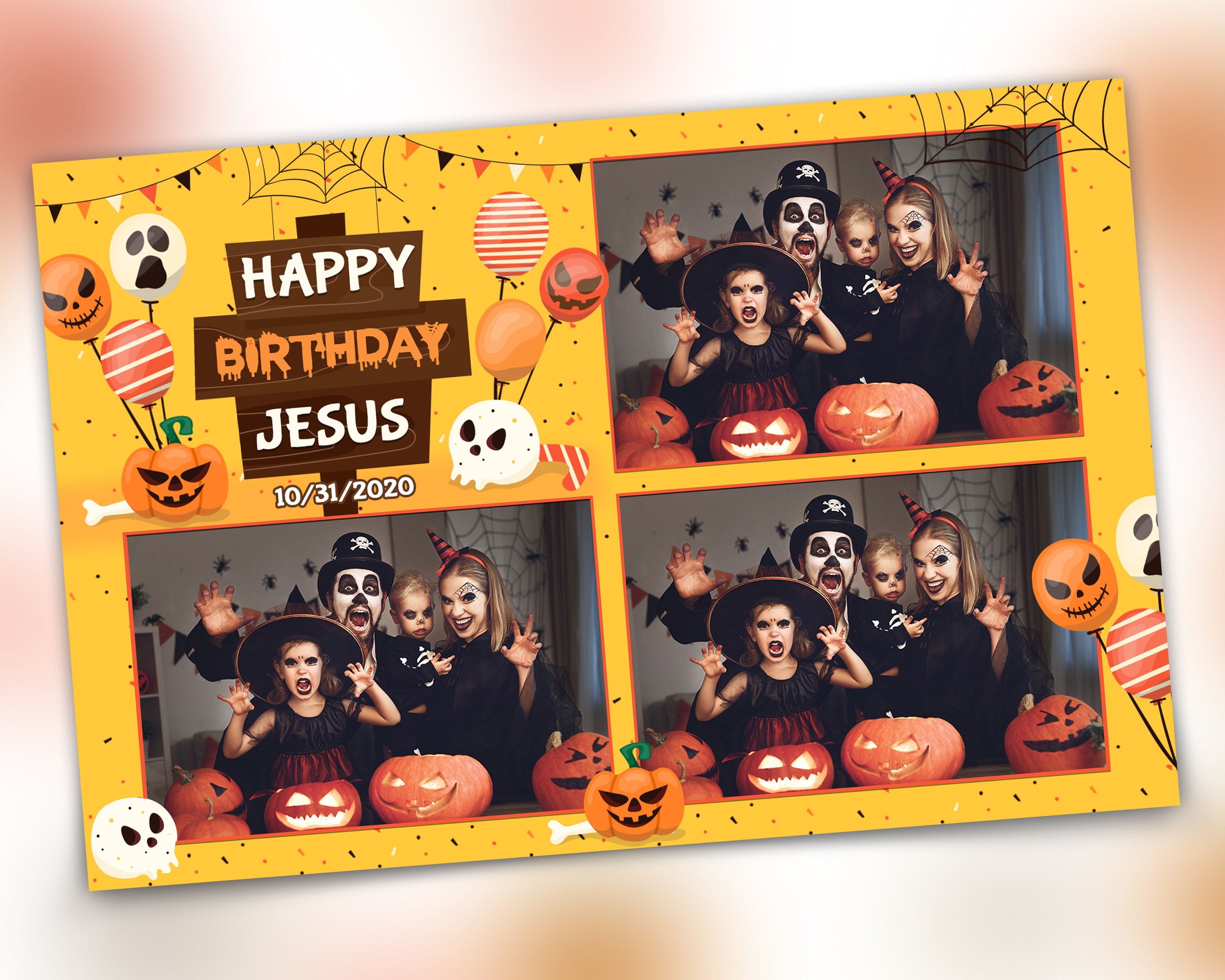 Birthday Halloween Photo Booth Template 4x6 Photobooth Pumpkin Template