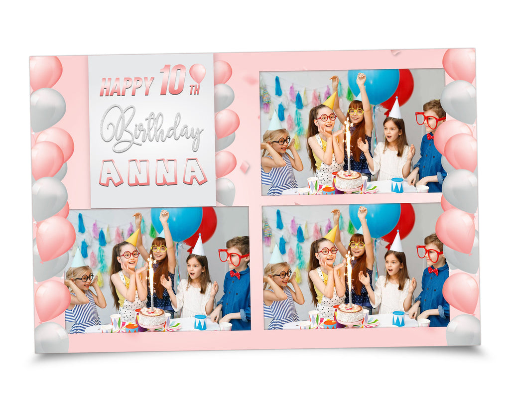 Birthday Photo Booth Template / Editable Birthday Photobooth Template 4x6 inch 3 Photos